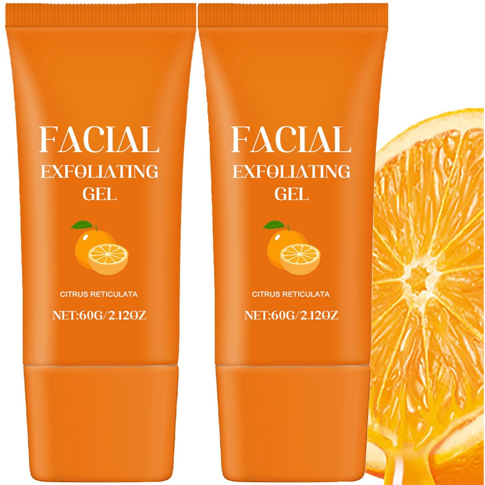 Facial Exfoliating Gel, Face Exfoliante Gel De Naranja, Enzyme Deep Cleansing Scrub Moisturizing Exfoliator Orange For Women 60G