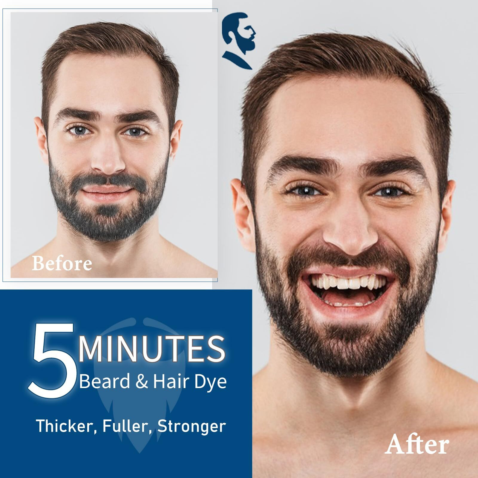 Men's Beard Dye For Men In 5 Minutes, Black Beard Dye Shampoo For Mustache 100% Gray Coverage, Root Touch Up, 3 In 1 Simpler Hair Color For Men, Long Lasting Black Dye Shampoo For Facial Hair, 200 Ml