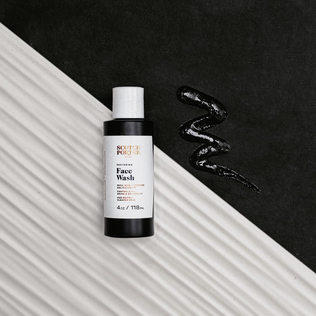 Scotch Porter Restoring Face Wash | Rich, Non-Stripping Gel Cleanser | Formulated With Non-Toxic Ingredients, Free Of Parabens, Sulfates & Silicones | Vegan | 4Oz - 2 Pack