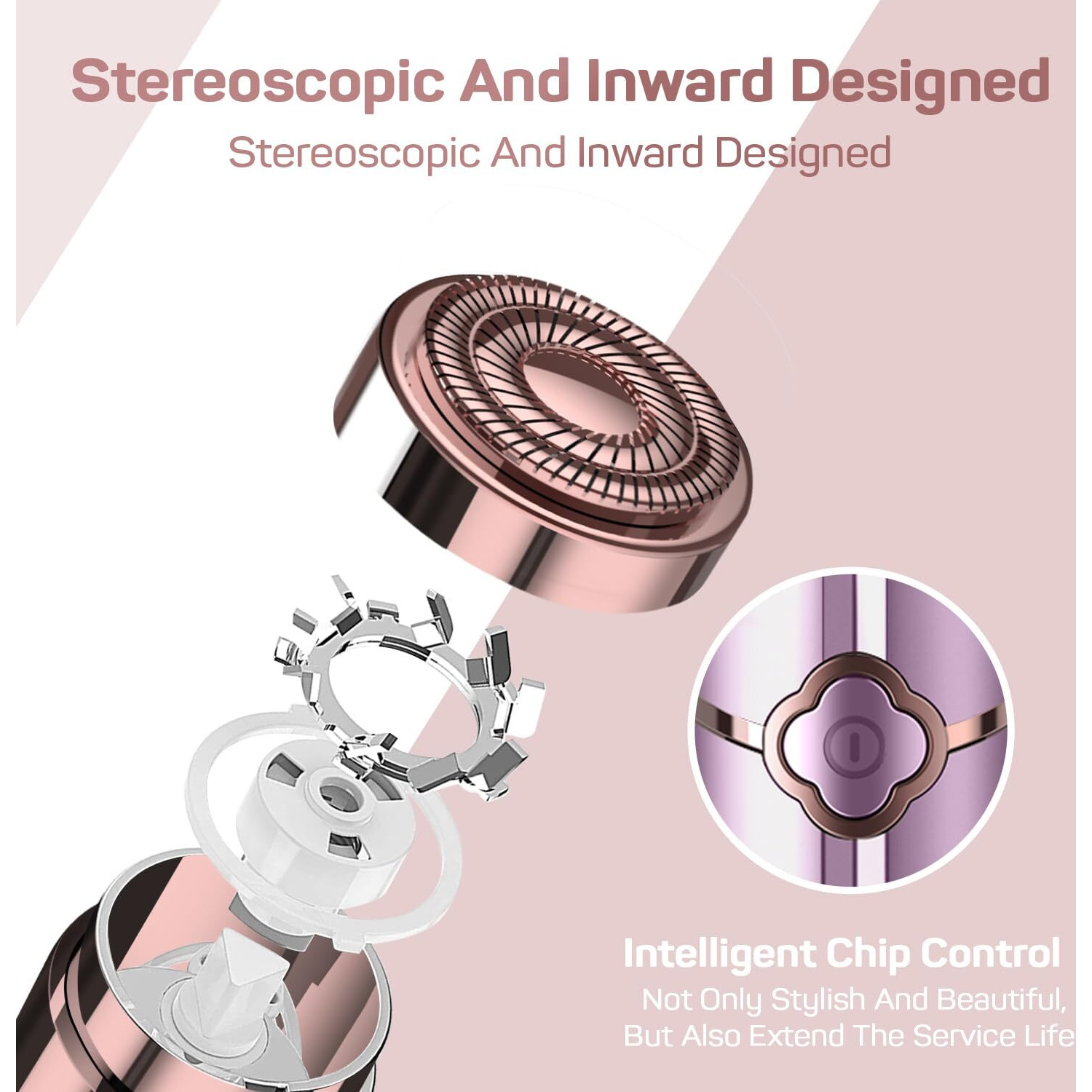 Facial Hair Removal For Women, Ladies Face Shaver(Rechargeable) For Chin Upper Lip Neck Armpits, Included 4 Replacement Heads, With A Velvet Storage Pouch