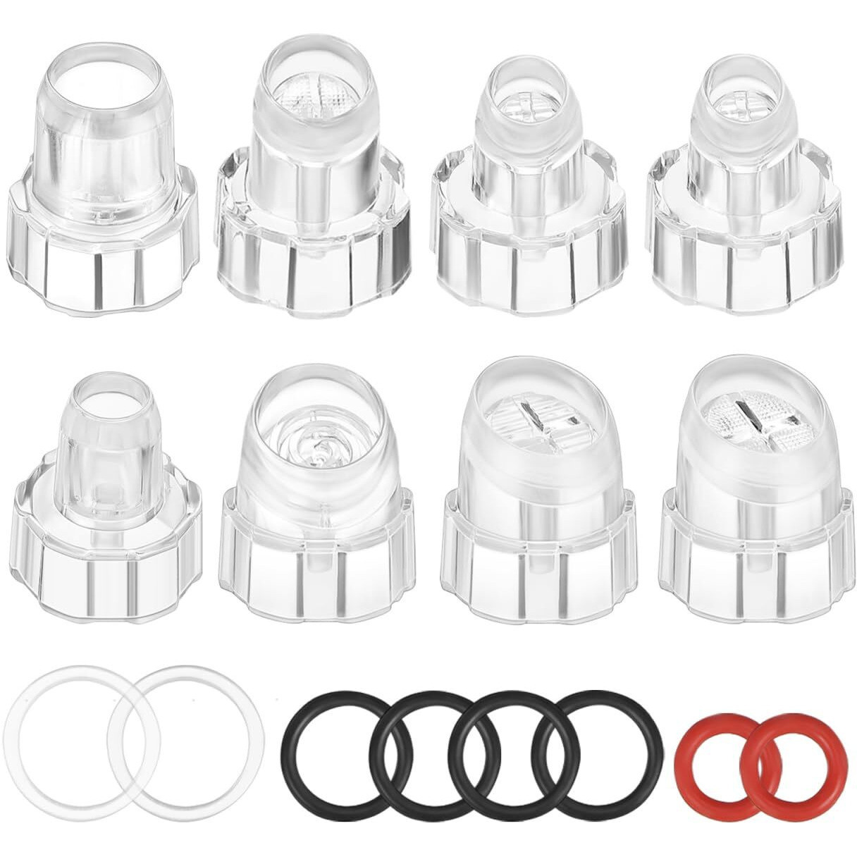 Ipetboom 8Pcs Hydro Facial Machine Tips For Water Oxygen Facial Beauty And Suction Machine Replacement Spare Parts Heads Care Skin Head Caps, 1X0.8X0.8In