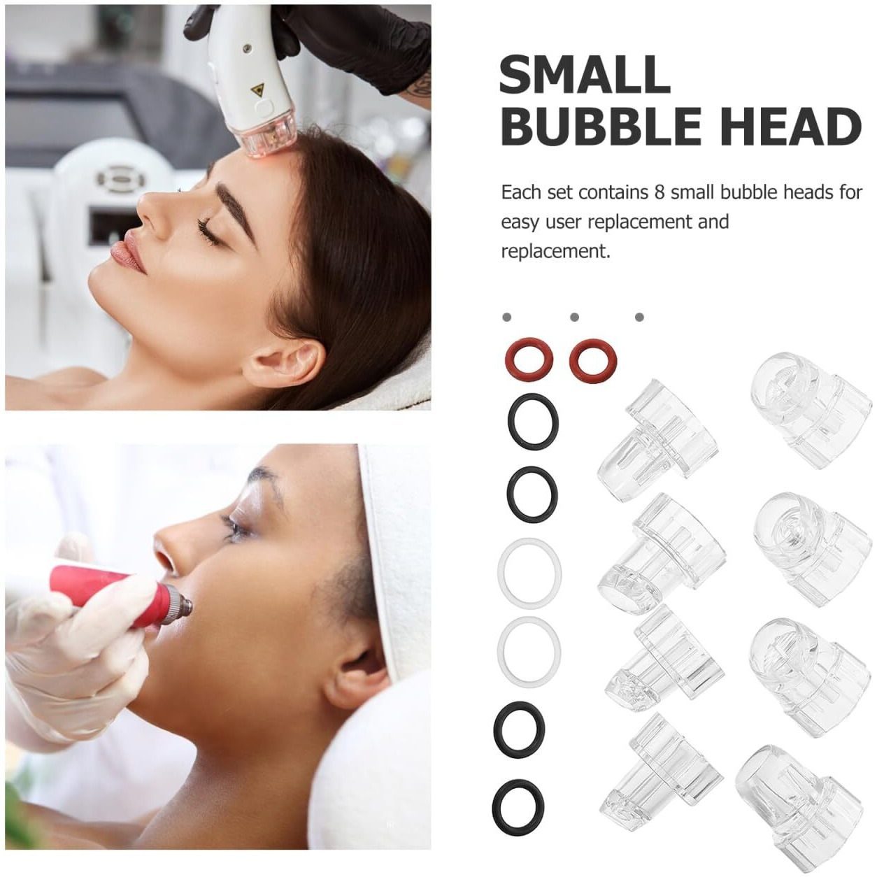 Ipetboom 8Pcs Hydro Facial Machine Tips For Water Oxygen Facial Beauty And Suction Machine Replacement Spare Parts Heads Care Skin Head Caps, 1X0.8X0.8In