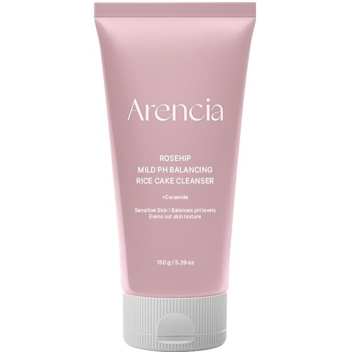 Arencia Rosehip Rice Cake Cleanser, Ph Balancing Face Wash With Ceramide For Sensitive Skin, 5.29 Oz