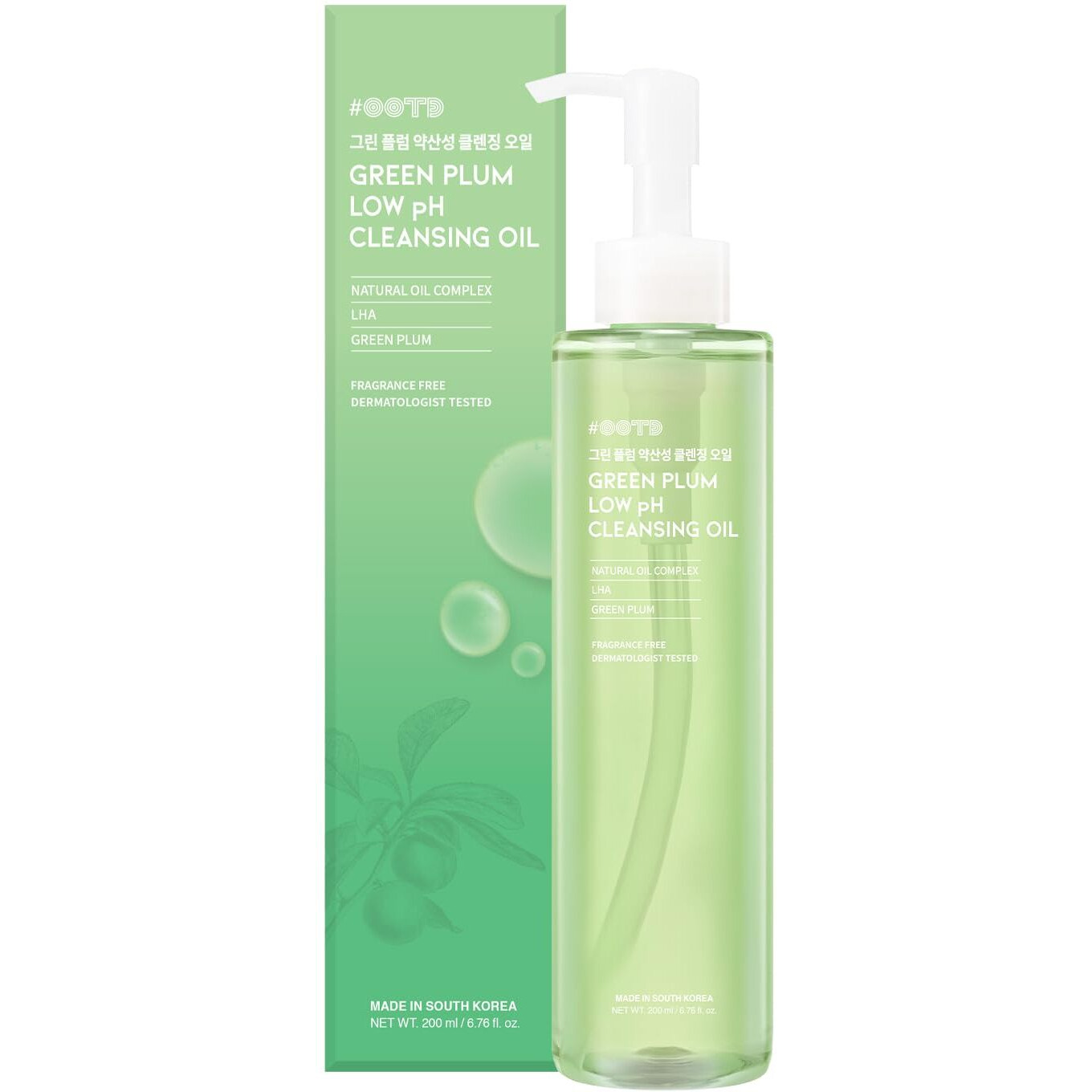 Ootd Hydrating Makeup Remover Korean Cleanser For Face, Lha Natural Oil Complex Refreshing Gentle Cleanser For Sensitive Skin. Green Plum Low Ph Cleansing Oil 200Ml 6.76 Fl. Oz.