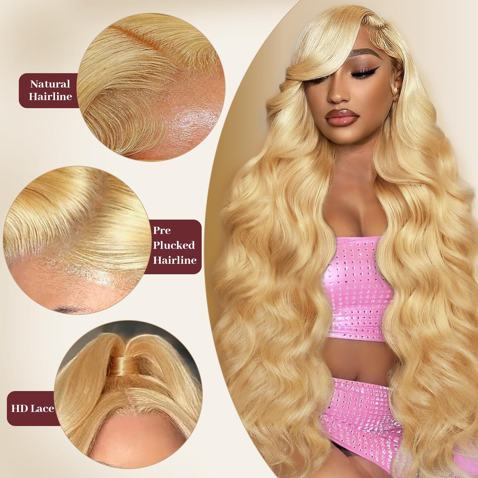 Migura 32 Inch Honey Blonde Wig Human Hair 200 Density Body Wave 13X4 Hd Transparent Lace Front Wigs Human Hair Pre Plucked With Baby Hair Honey Blonde Body Wave Glueless Lace Frontal Wig For Women