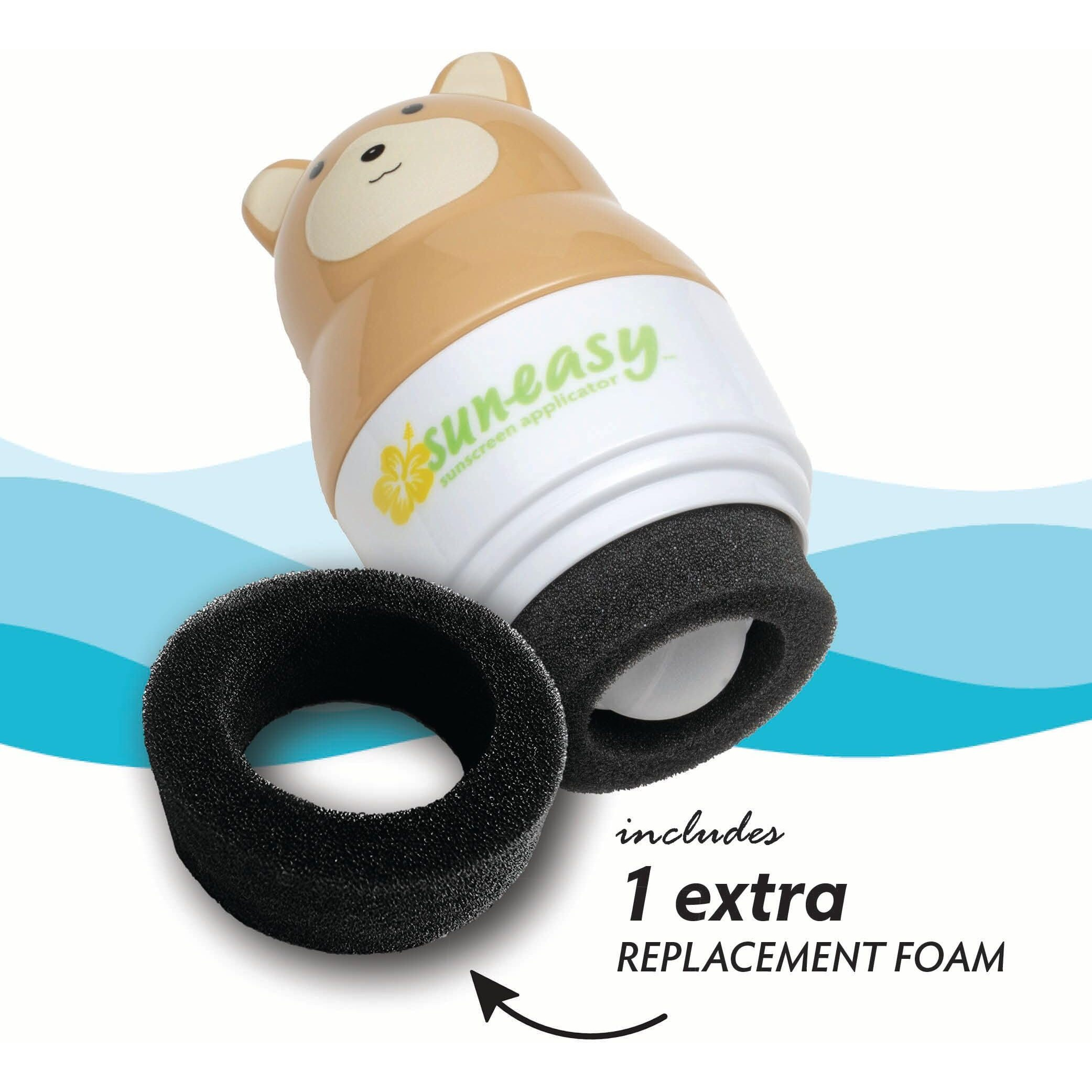 Sun-Easy Sunscreen Applicator, Refillable Roll-On With Sponge For Kids And Babies, Fun, Fast And Mess-Free Application, Holds 100 Ml, Bear/Green Cap