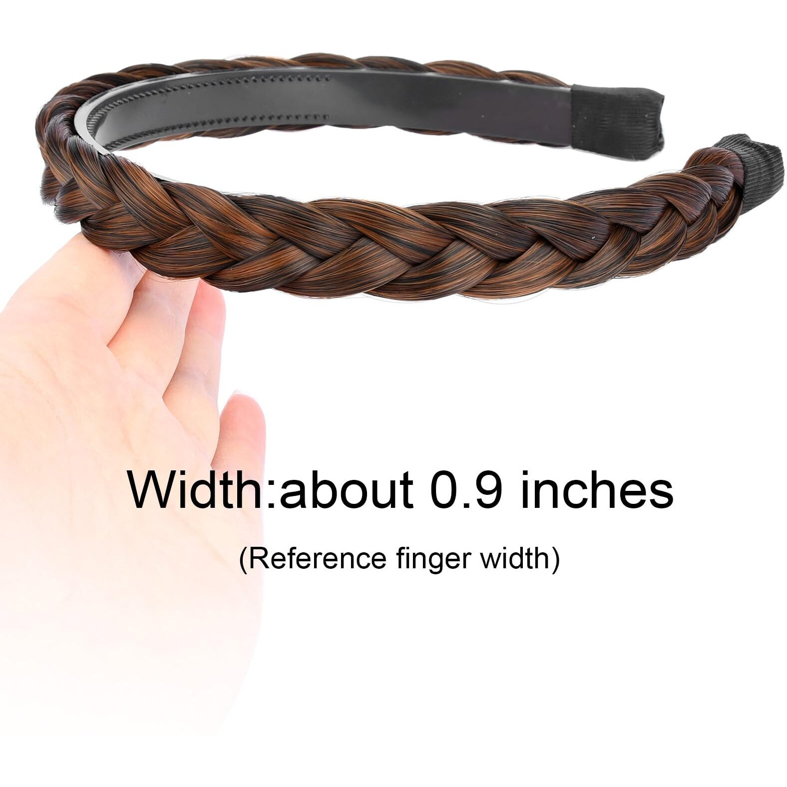 Oplira Braided Headband With Teeth Braids Hairband With Tooth Synthetic Hair Band Plaited Hairband For Women (Dark Copper-0.9 Inches)