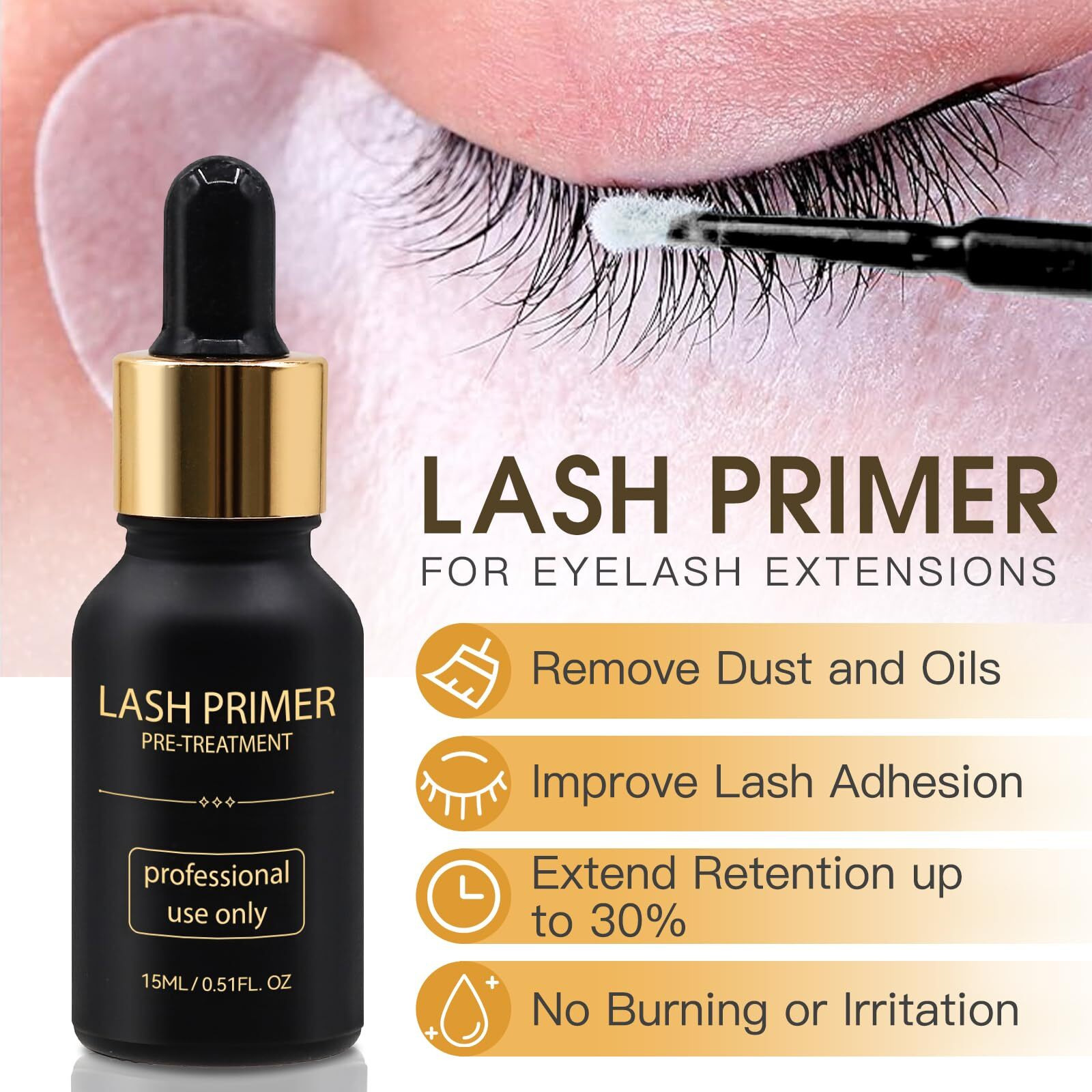 Miuffue Lash Bonder And Primer Kit For Eyelash Extensions, Glue Accelerator Lash Sealant, Eyelash Extension Primer Protein Oil Remover, Adhesive Makeup Tools For Professional Use (15Ml+15Ml)