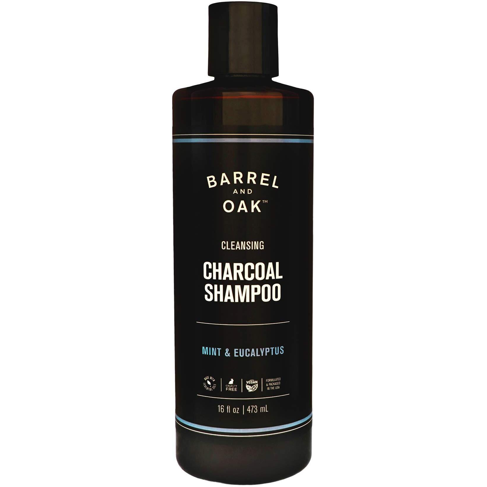 Barrel And Oak - Cleansing Charcoal Shampoo, Clarifying Shampoo, Hair Care For Men, Deep Cleans & Purifies, Hydrates & Soothes Dry Scalp, Essential Oil-Based Scent, Vegan (Mint & Eucalyptus, 16 Oz)