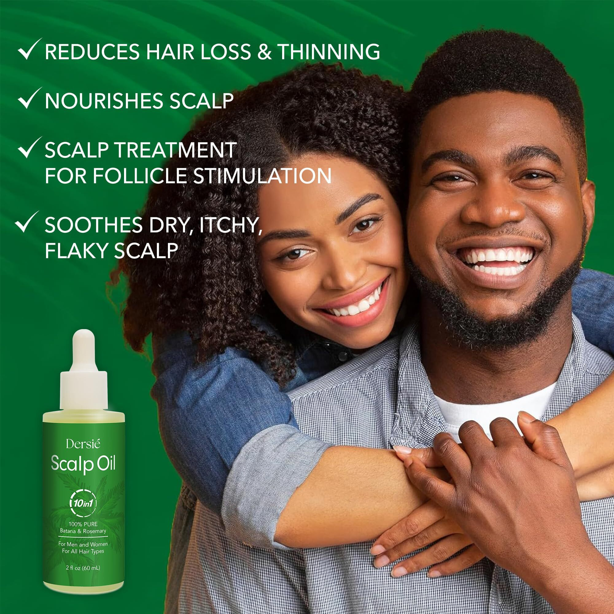 Scalp Oil For Hair Loss & Thinning Hair Stimulates Follicles And Nourishes Scalp With Batana, Rosemary & Tea Tree - Ideal For Coily, Curly, Dry & Damaged Hair - Soothes Dry, Itchy, Flaky Scalp (60Ml)