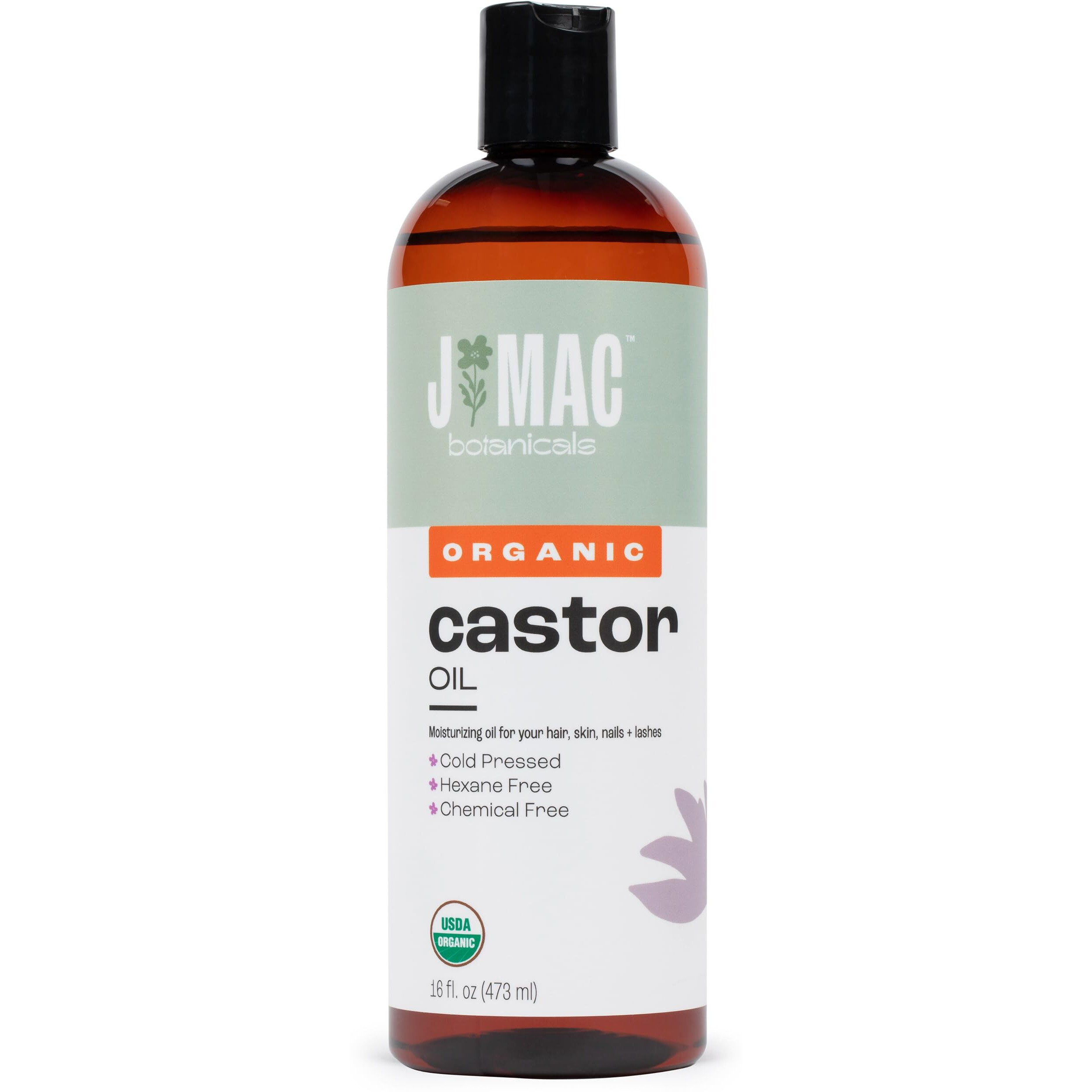 Organic Castor Oil, Cold Pressed (16 Oz) Bpa Free, Castor Hexane Free, For Face, Skin, Eyelashes, Certified Usda Organic