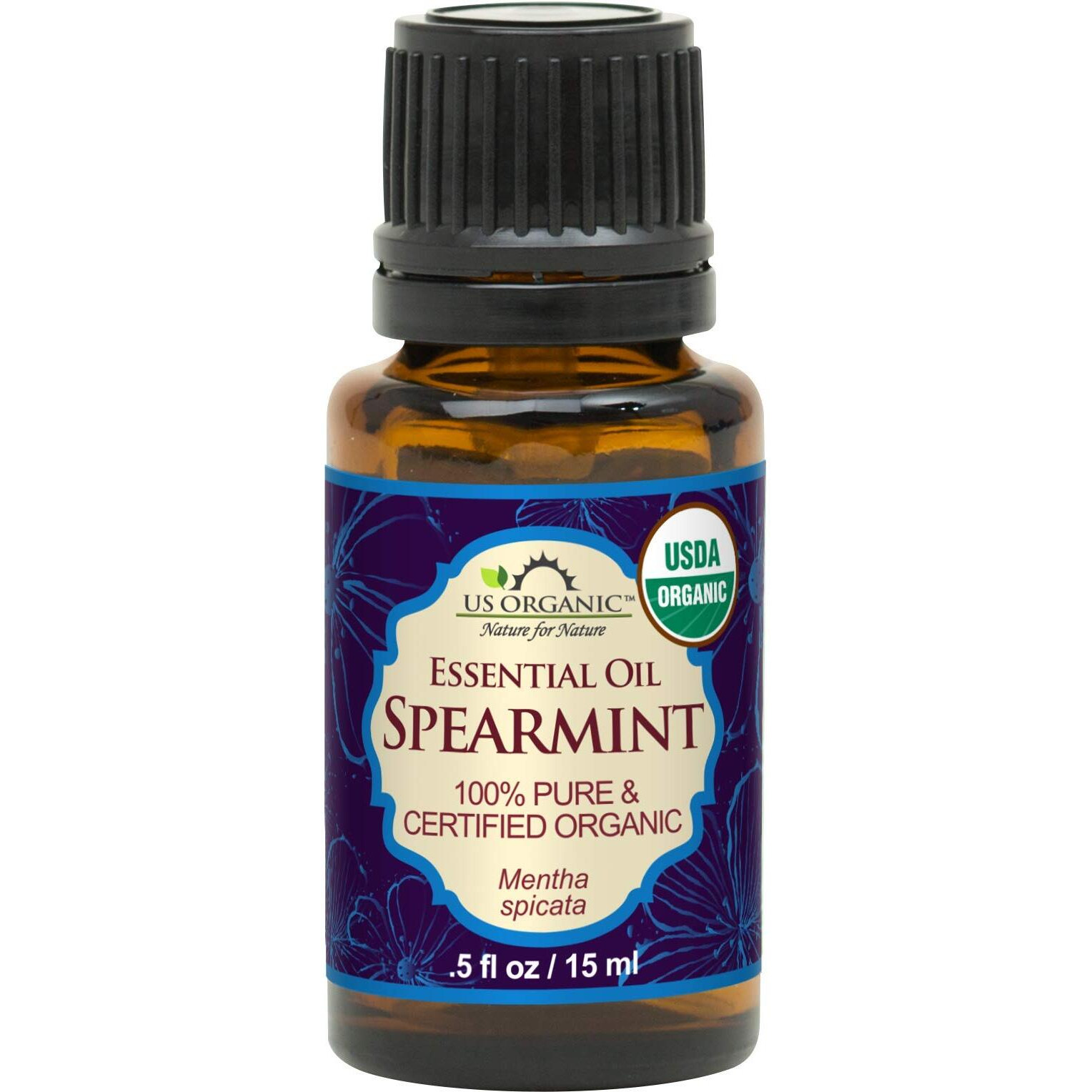 Us Organic 100% Pure Spearmint Essential Oil - Usda Certified Organic, Steam Distilled - W/Euro Droppers (More Size Variations Available) (15 Ml / .5 Fl Oz)