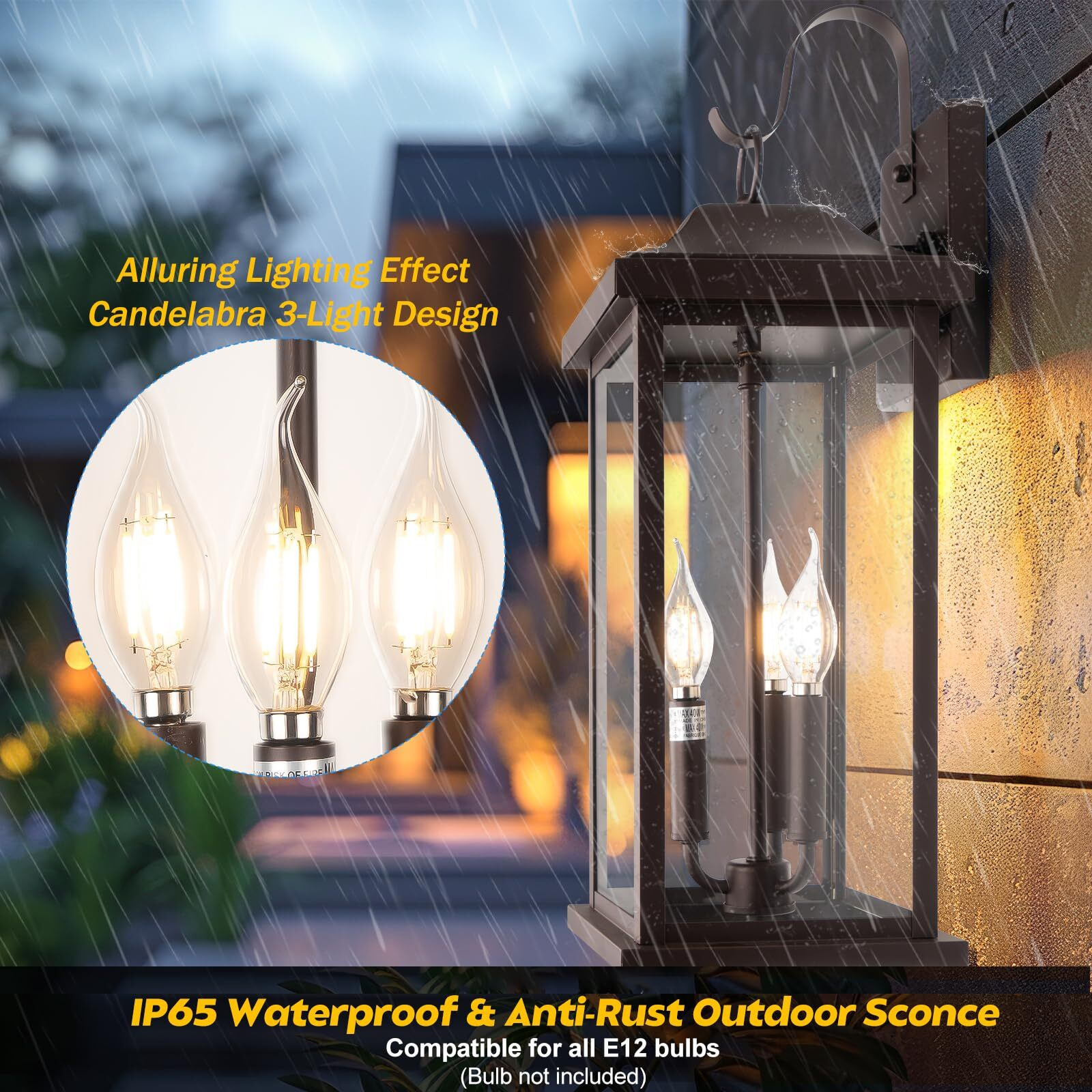 Roravilila 23    Extra Large 3-Light Oil Rubbed Bronze Outdoor Light Fixtures 2 Pack, Ip65 Waterproof Vintage Outside Lights For House Brown Front Porch Light Lanterns Exterior Coach Lights, E12