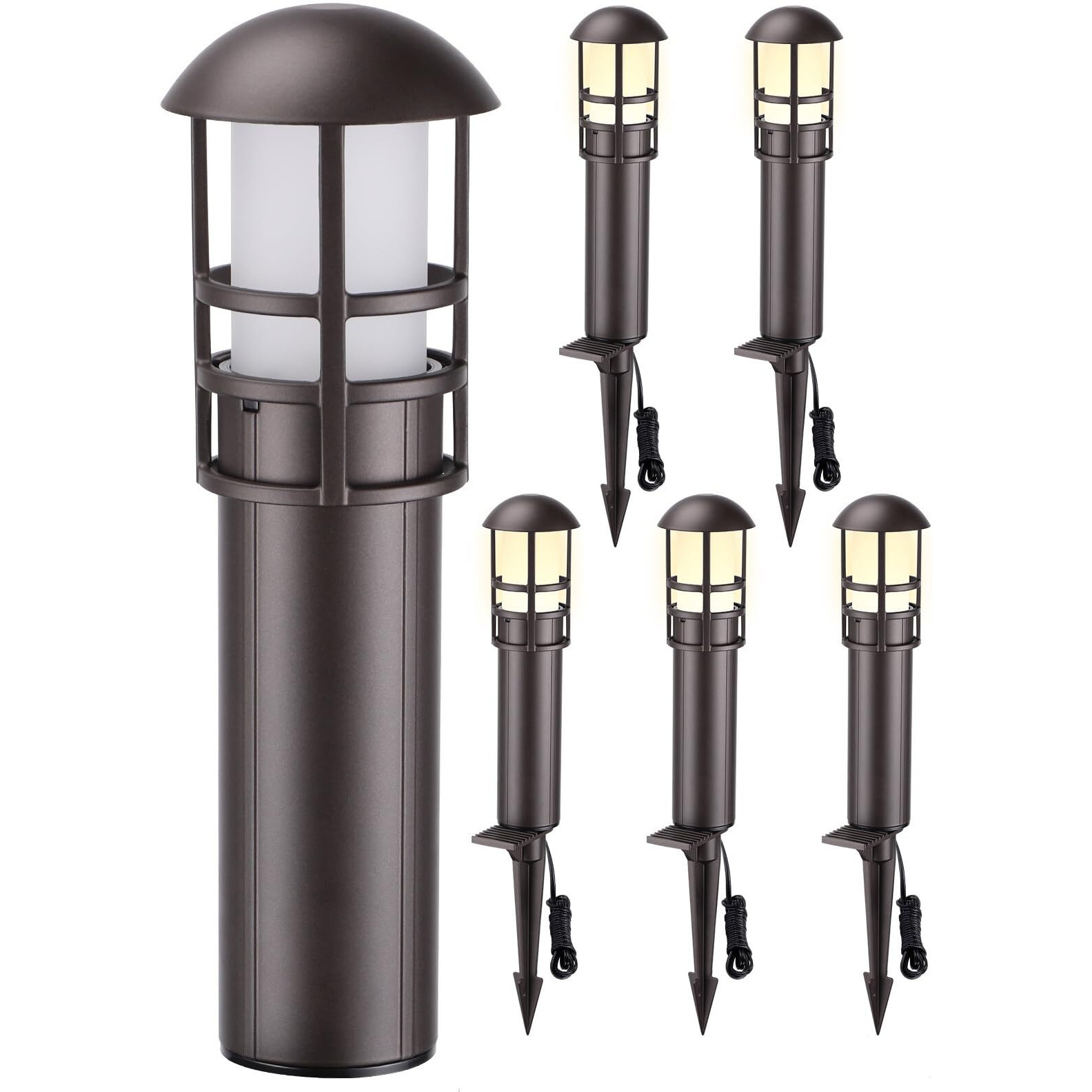 Leonlite Low Voltage Landscape Pathway Lights, 3W 12V Ac/Dc Landscape Lighting, Ip65 Cri90+ Pathway Lighting Wired For Yard Lawn, Oil Rubbed Bronze Aluminum, Etl Listed, 3000K Warm White, Pack Of 6