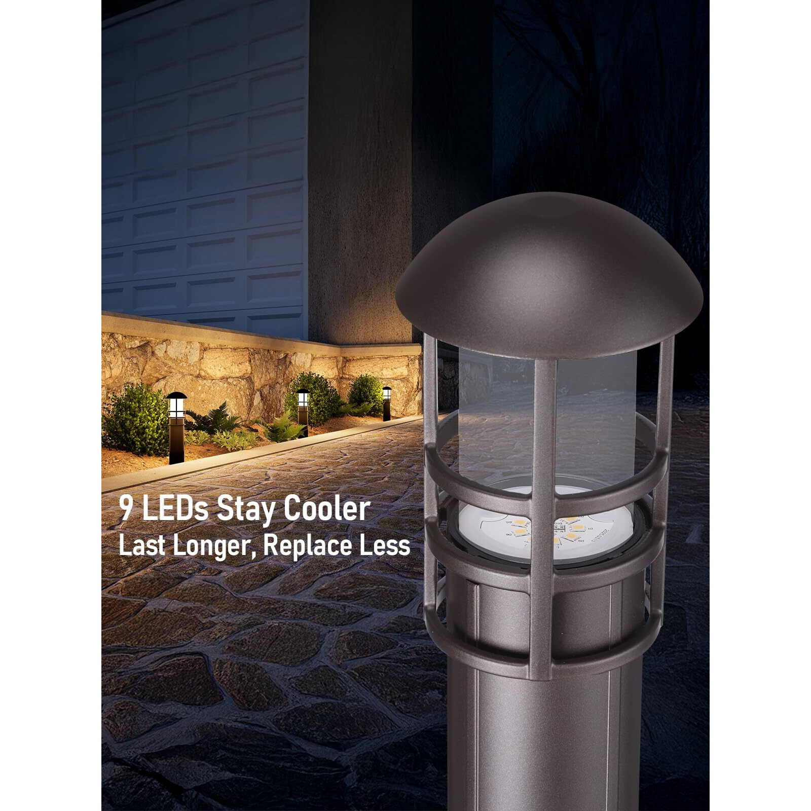 Leonlite Low Voltage Landscape Pathway Lights, 3W 12V Ac/Dc Landscape Lighting, Ip65 Cri90+ Pathway Lighting Wired For Yard Lawn, Oil Rubbed Bronze Aluminum, Etl Listed, 3000K Warm White, Pack Of 6