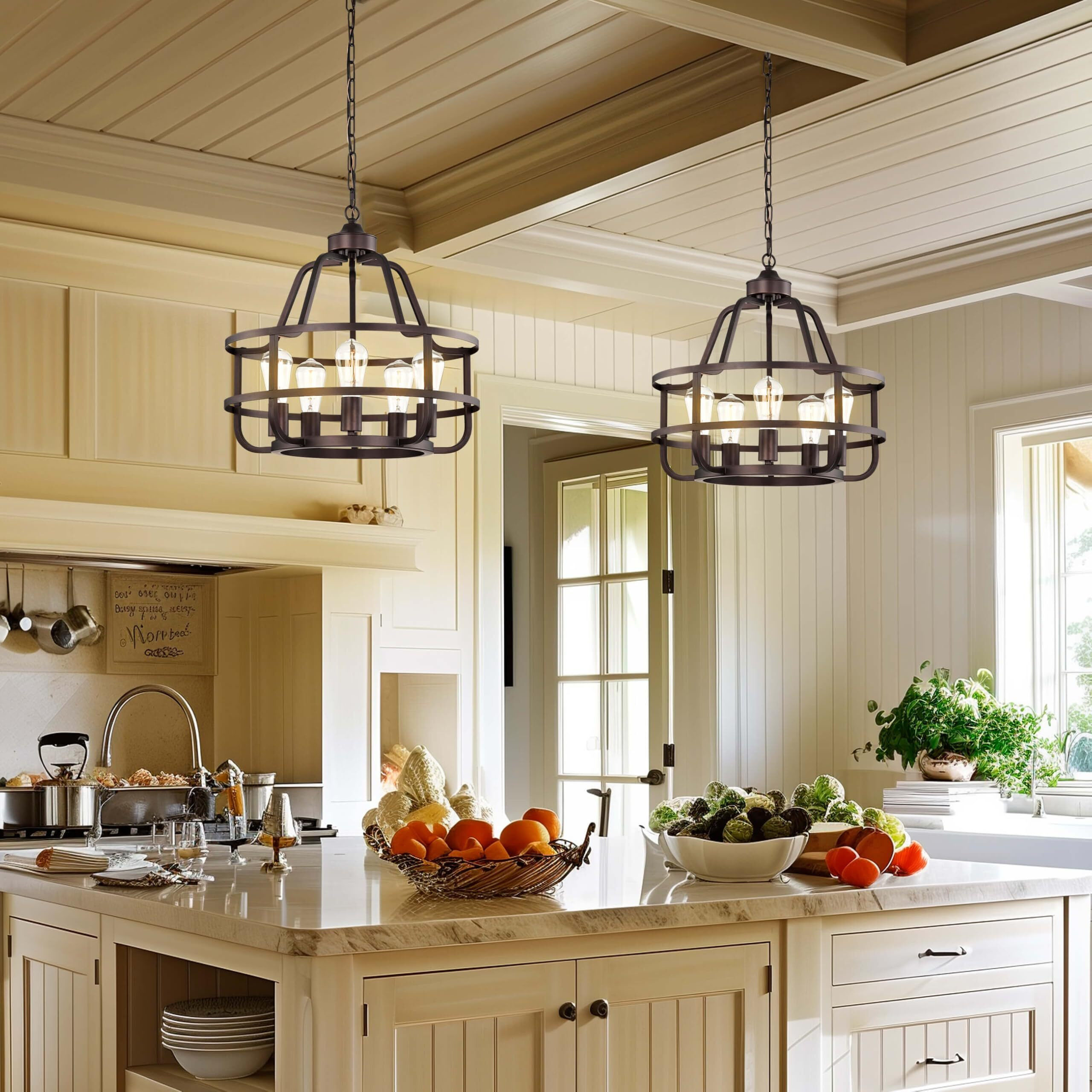 Winsmart 20"" Oil Rubbed Bronze Chandeliers For Dining Room, 5 Lights Farmhouse Dining Room Light Fixtures For Dining Room Kitchen Island Entryway Stairwell