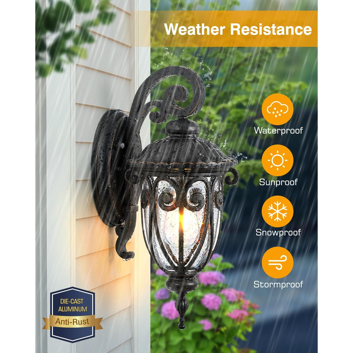 Vianis Dusk To Dawn Porch Lights Outdoor, Outdoor Wall Lights Oil Rubbed Bronze, Waterproof Outside Lights For House, House, Entryway, Porch, Garage, Anti-Rust, Vintage Style