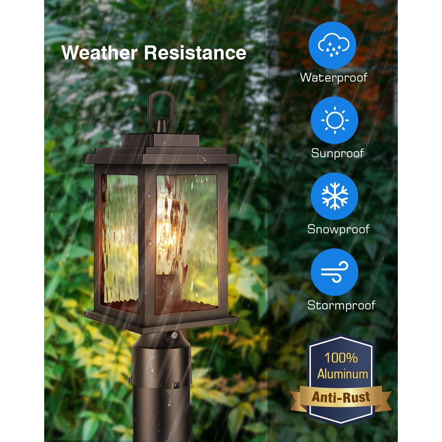 Vianis Outdoor Post Lights Hardwired 120V, Oil Rubbed Bronze Dusk To Dawn Lantern Post For Outside With Pier Mount Base, Waterproof Aluminum Orb Exterior Lamp Post Light Fixture For Column Mount Light