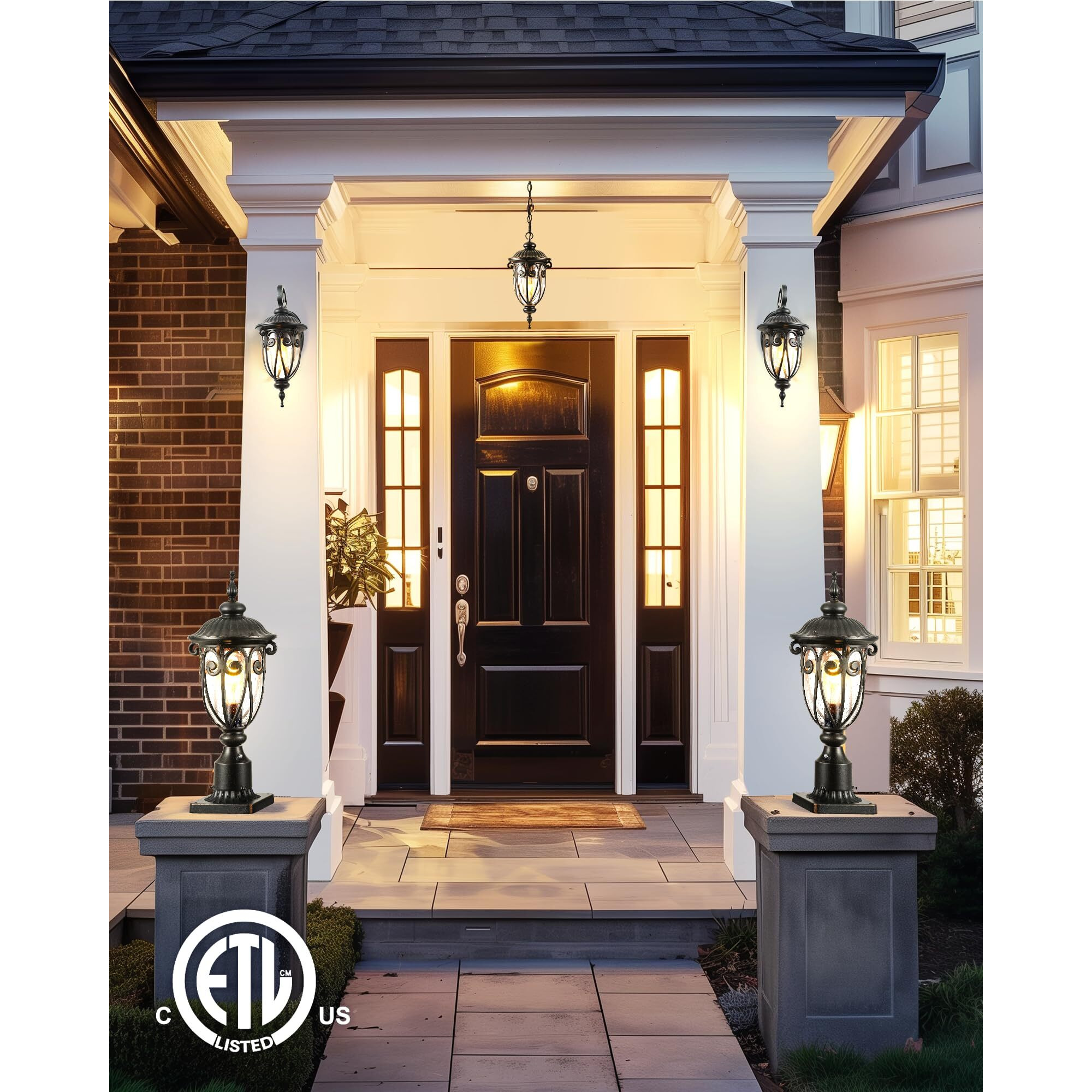 Vianis Outdoor Post Light With Pier Mount Base, 2 Pack Waterproof Dusk To Dawn Post Lights Outdoor, Anti-Rust Aluminum Oil Rubbed Bronze Post Light Dusk To Dawn With Tempered Glass For Pathway