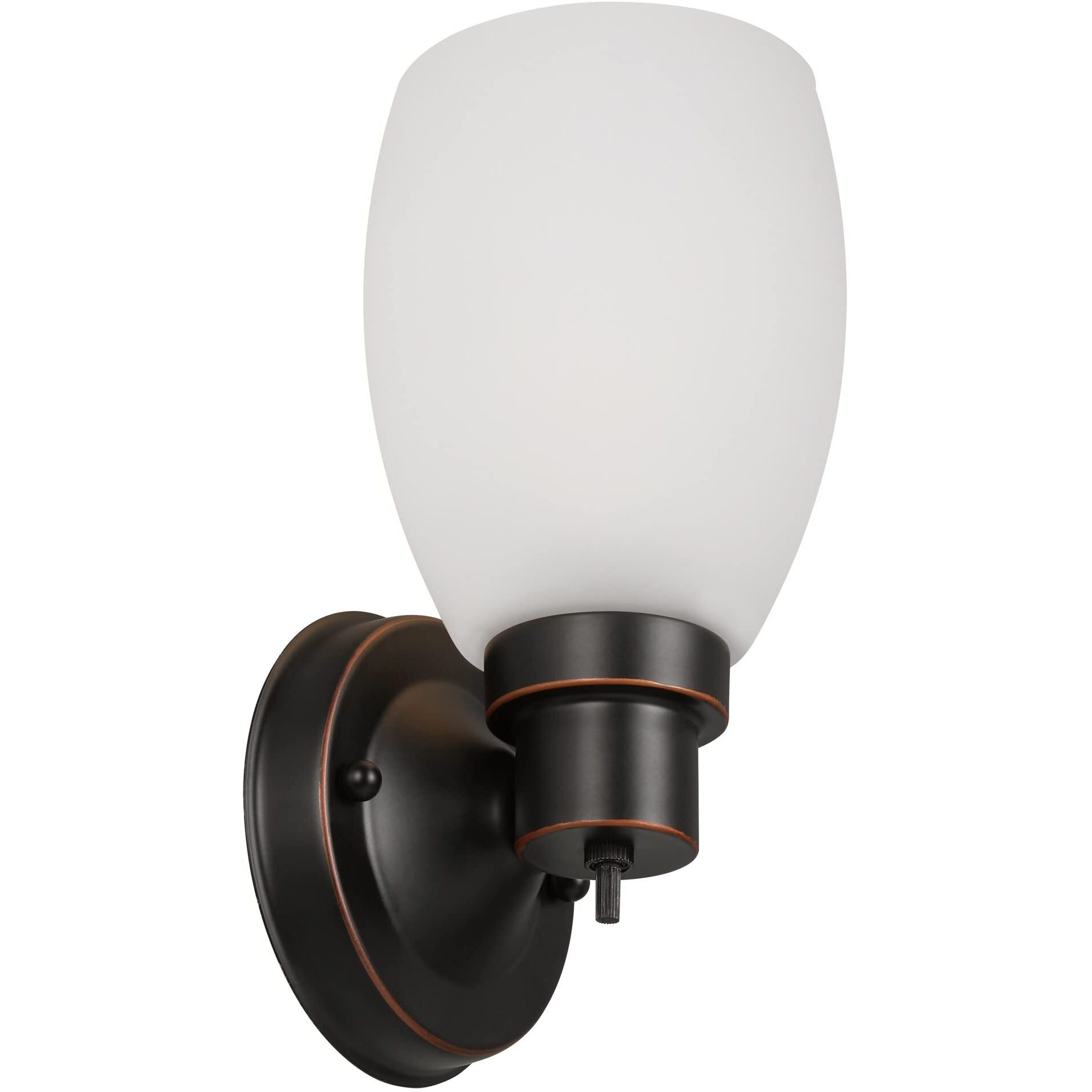Lydia Wall Sconce, Oil Rubbed Bronze Finish, Frosted Glass Shade, Dimmable With Twist On/Off Switch For Hallway, Foyer, Bathroom - Design House, 588814-Orb