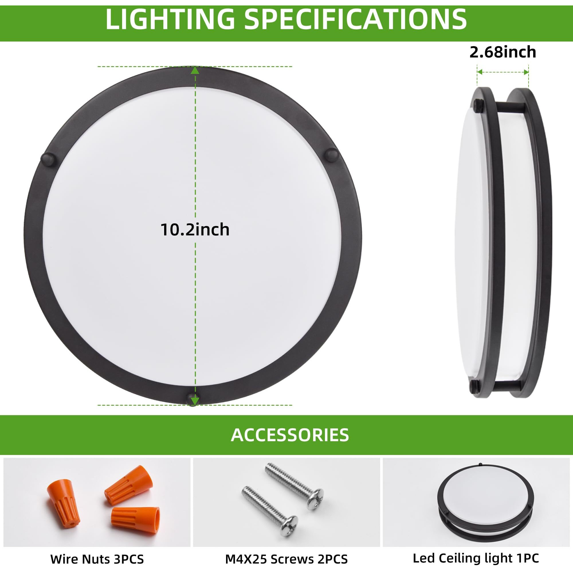 Hlite 24W 10Inch Led Flush Mount Ceiling Light Fixture,1600Lm Super Bright Light Fixture Ceiling Mount,Oil Rubbed Bronze Led Ceiling Light Flush Mount For Bedroom,Kitchen,Bathroom,Hallway(1Pack)