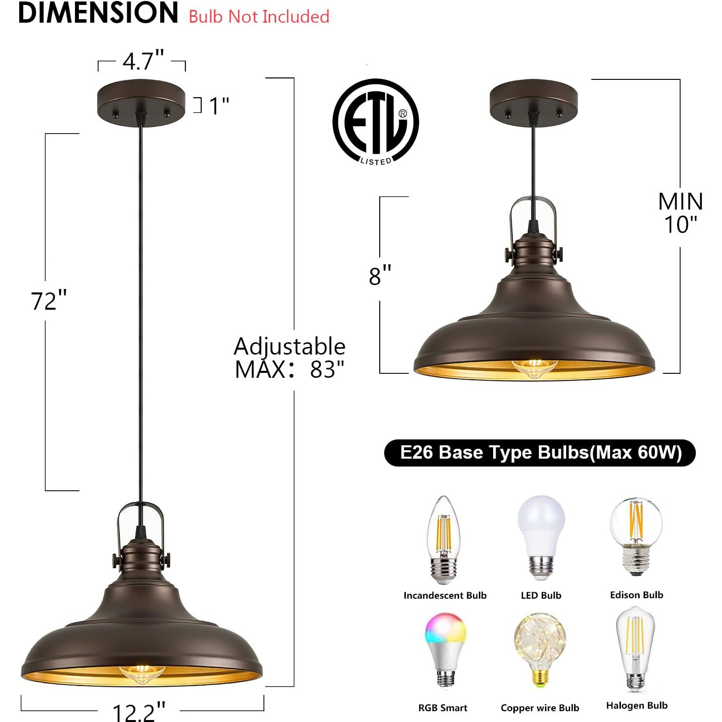 Haolaike Oil Rubbed Bronze Pendant Light Modern Pendant Lights For Kitchen Island Hanging Lighting Fixture Over Sink For Dinning Room Bedroom Hallway,3 Packs