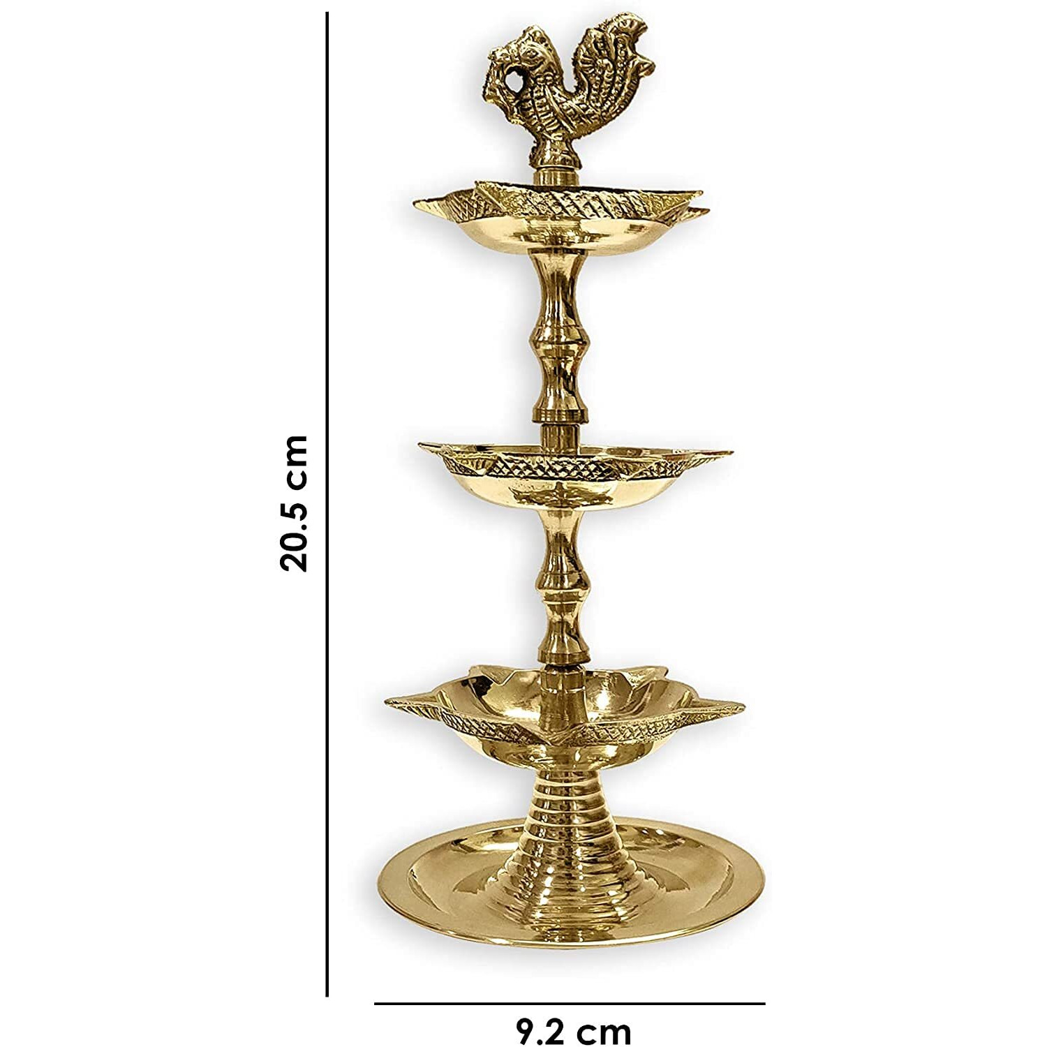 Satvik 2 Pc Standing Brass Kerala Samai Diwali Deepak For Puja Traditional Panchmahal Pooja Deepam Diya Oil Lamp Kutthu Vilakku Dia 3 In 1 Step Adjustable 8.5 Inch Deepawali Indian Gift Item