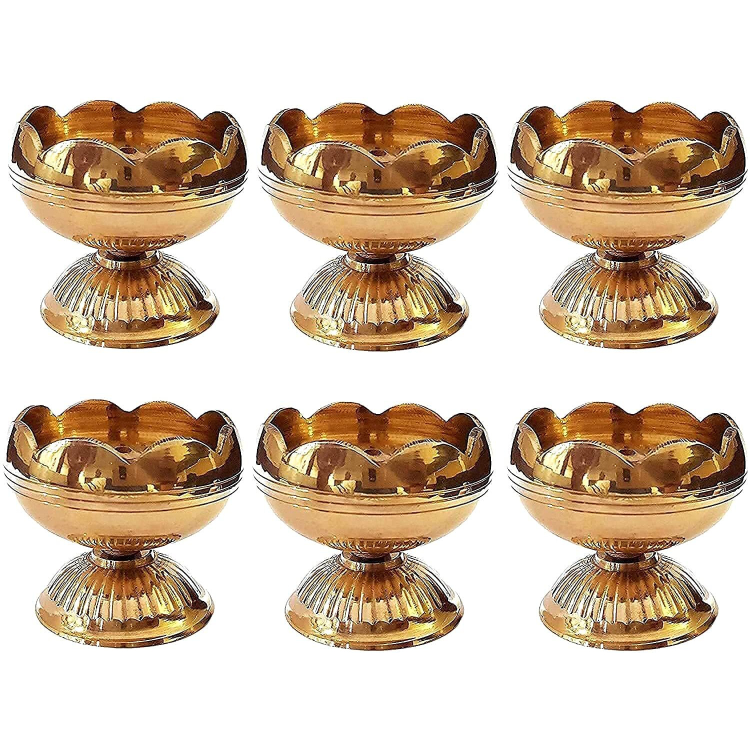 Craftsman Pure Virgin Brass Diwali Puja Jyoti Diya Indian Pooja Oil Lamp Dia Deepawali Diya/Oil Lamp/Candle Tea Light Holder/Diwali Decoration. Indian Gift Items (Pack Of 4)