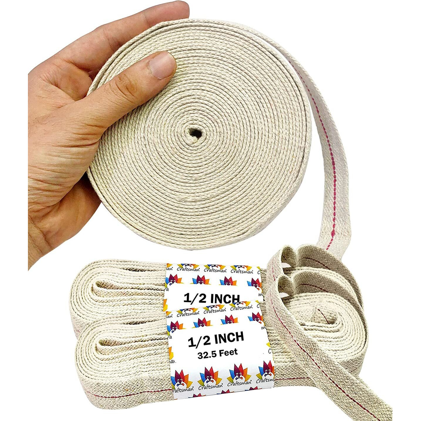 Craftsman Flat 100% Cotton Wicks (1/2 Inch 65 Feet) For Kerosene Paraffin Based Oil Lamps Lanterns Burner (1/2 Inch 32.5 Ft X 2 Roll)