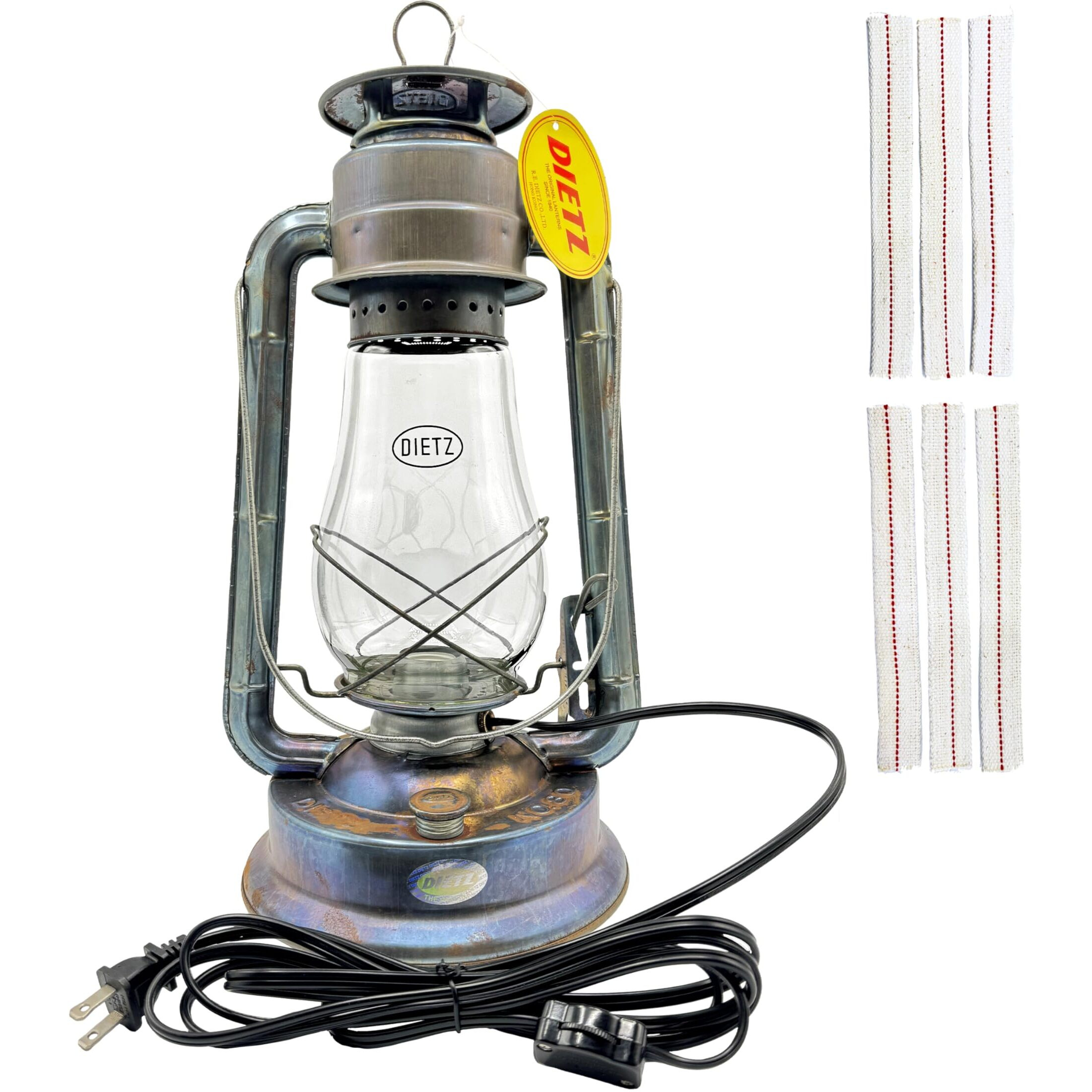 Light Of Mine - Dietz 80 Blizzard Oil Lantern With 7/8"" Replacement Wick Strips (Unfinished With Electric Conversion Kit)