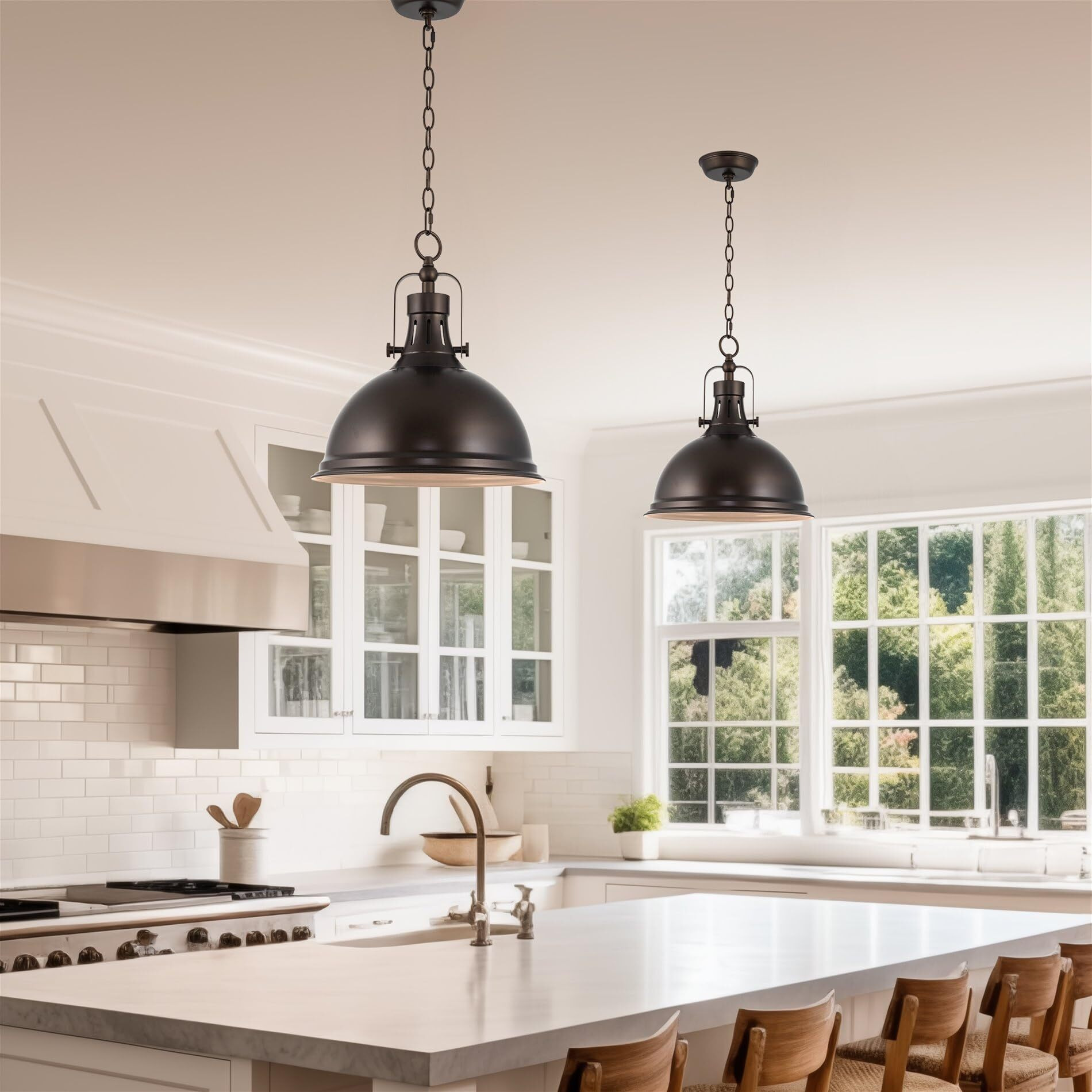 Kira Home Belle 14"" Modern Industrial Pendant Light, Adjustable Hanging Height, Oil Rubbed Bronze Finish