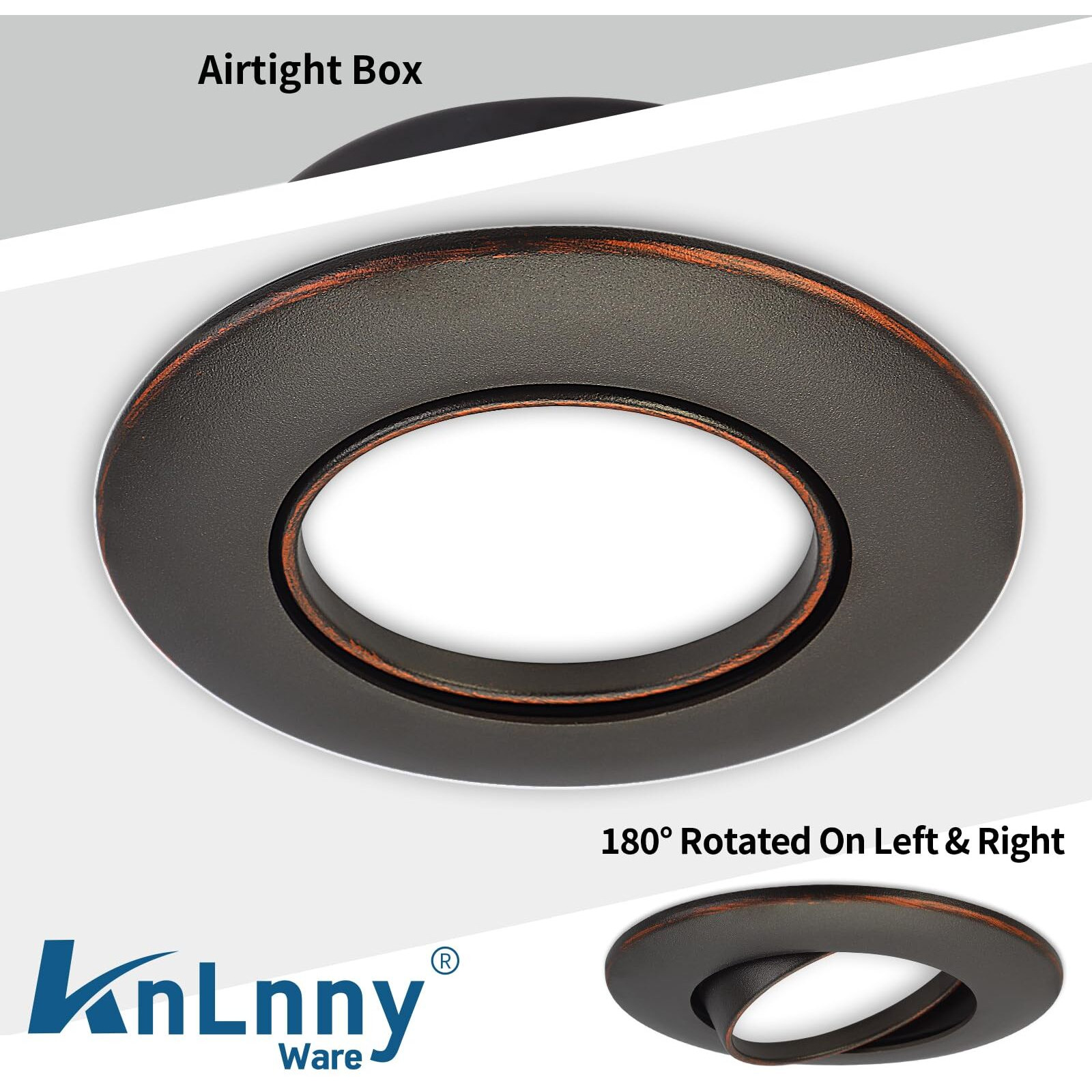 Knlnny Ware Oil Rubbed Bronze 4 Inch Led Recessed Lights 6 Pack,Ajustable Led Eyeball Gimbal Lights,4 Inch Ceiling Light With Junction Box,5Cct Selectable,9W 750Lm,Dimmable