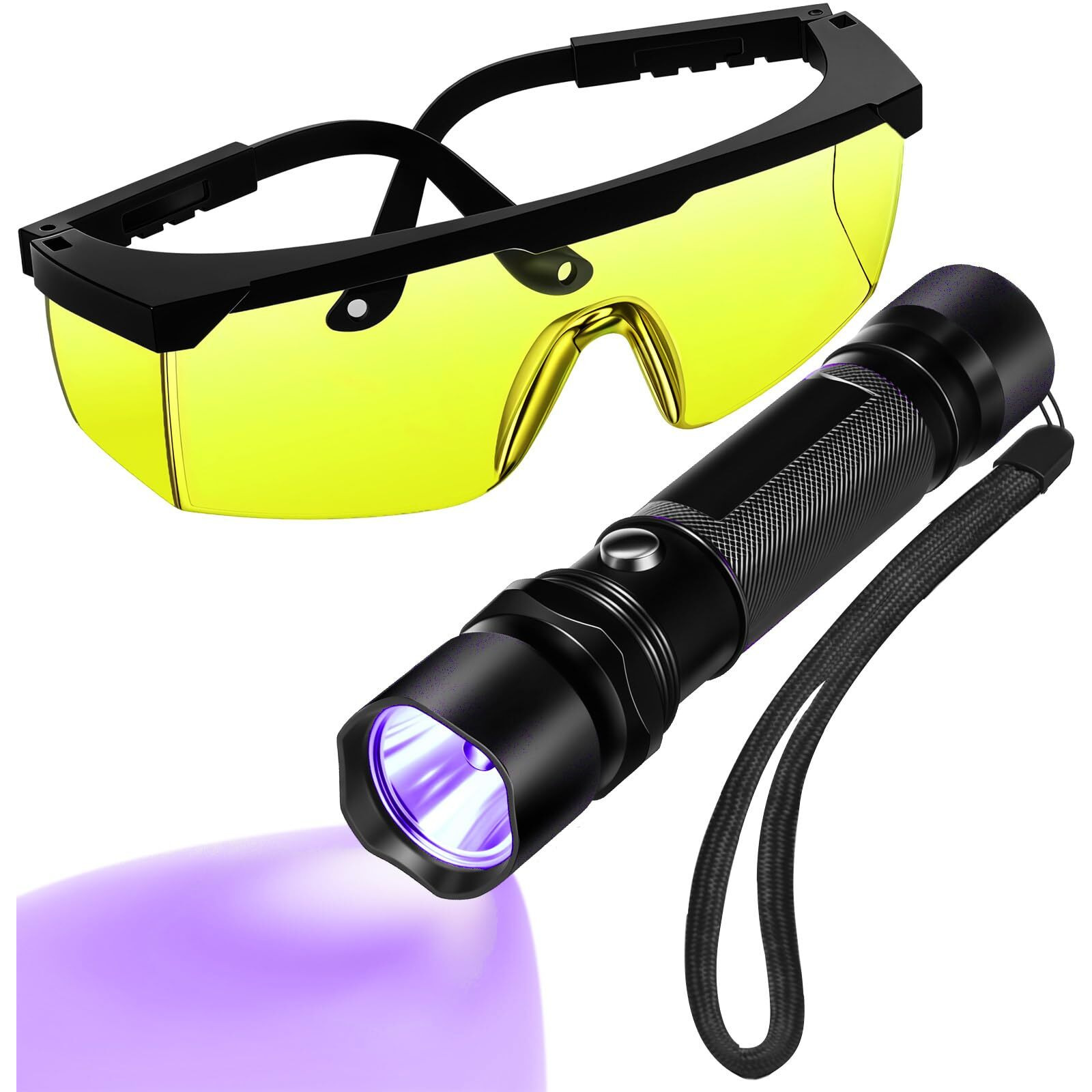 Tellegloww Air Conditioner Leak Detector Tool Ac Leak Automotive Kit Uv Light Oil Dye Detection With Protective Glasses For Dog/Cat Urine, Dry Stains, Bed Bug, Resin Curing(Tactical)
