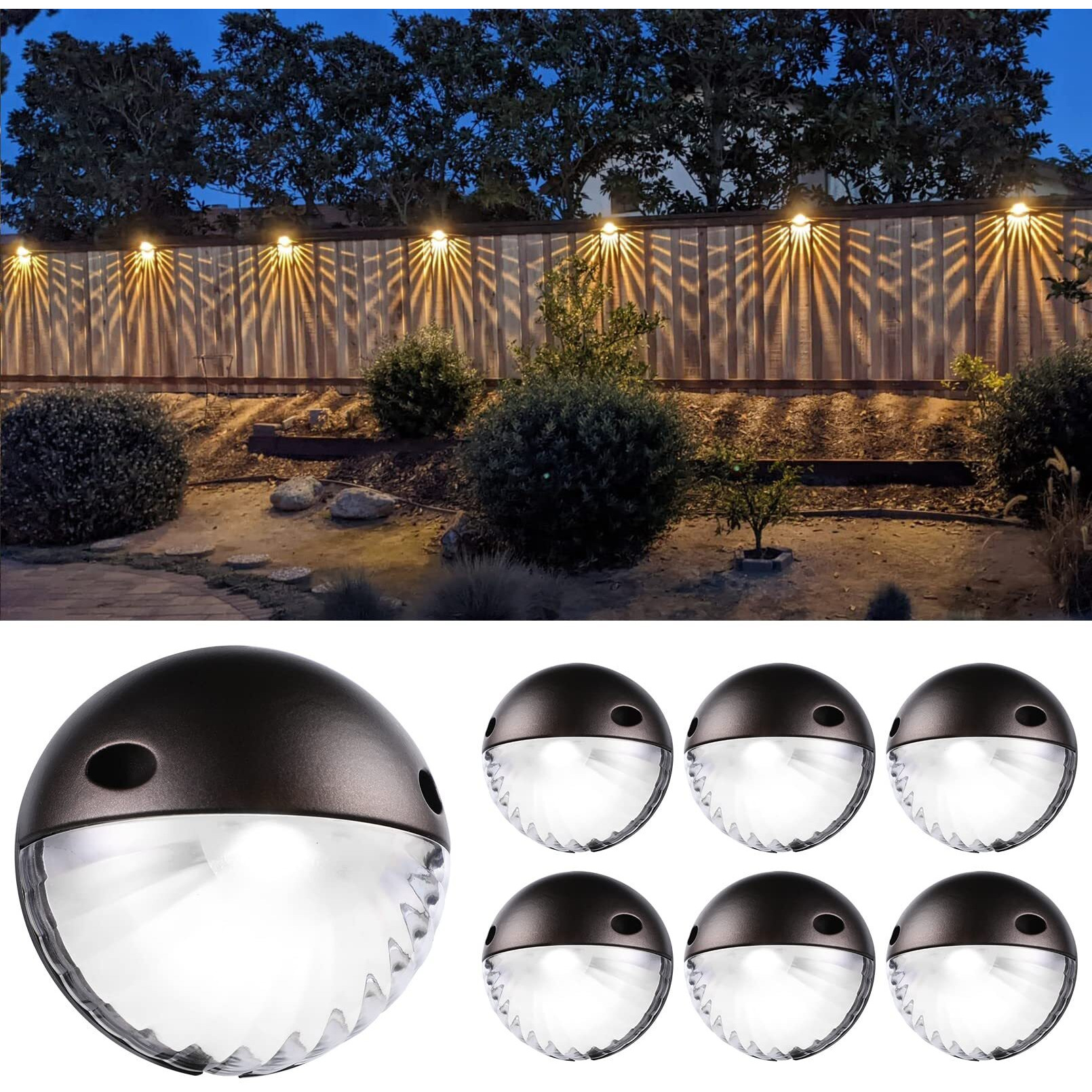 Leonlite Unique Rays Led Low Voltage Deck Lights Outdoor, 12V Landscape Step Railing Fence Light, Aluminum, 3000K Warm White, Ip65, Landscape Deck Light For Backyard, Oil Rubbed Bronze, Pack Of 6