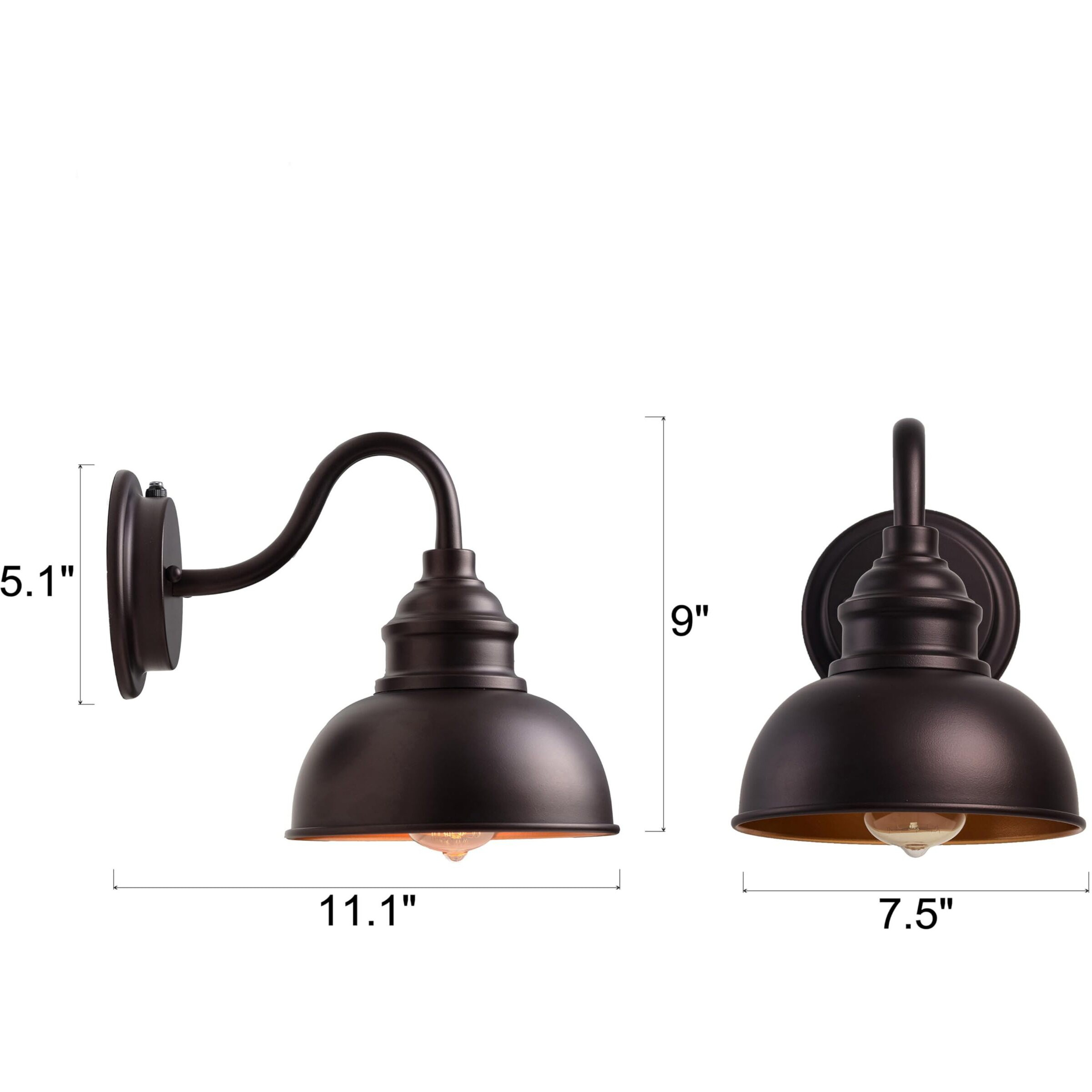 Acland Oil Rubbed Bronze Dusk To Dawn Outdoor Lights 2 Pack, 9 Inch Farmhouse Barn Lights Outdoor,Outside Wall Light For House, Garage, Doorway, Porch