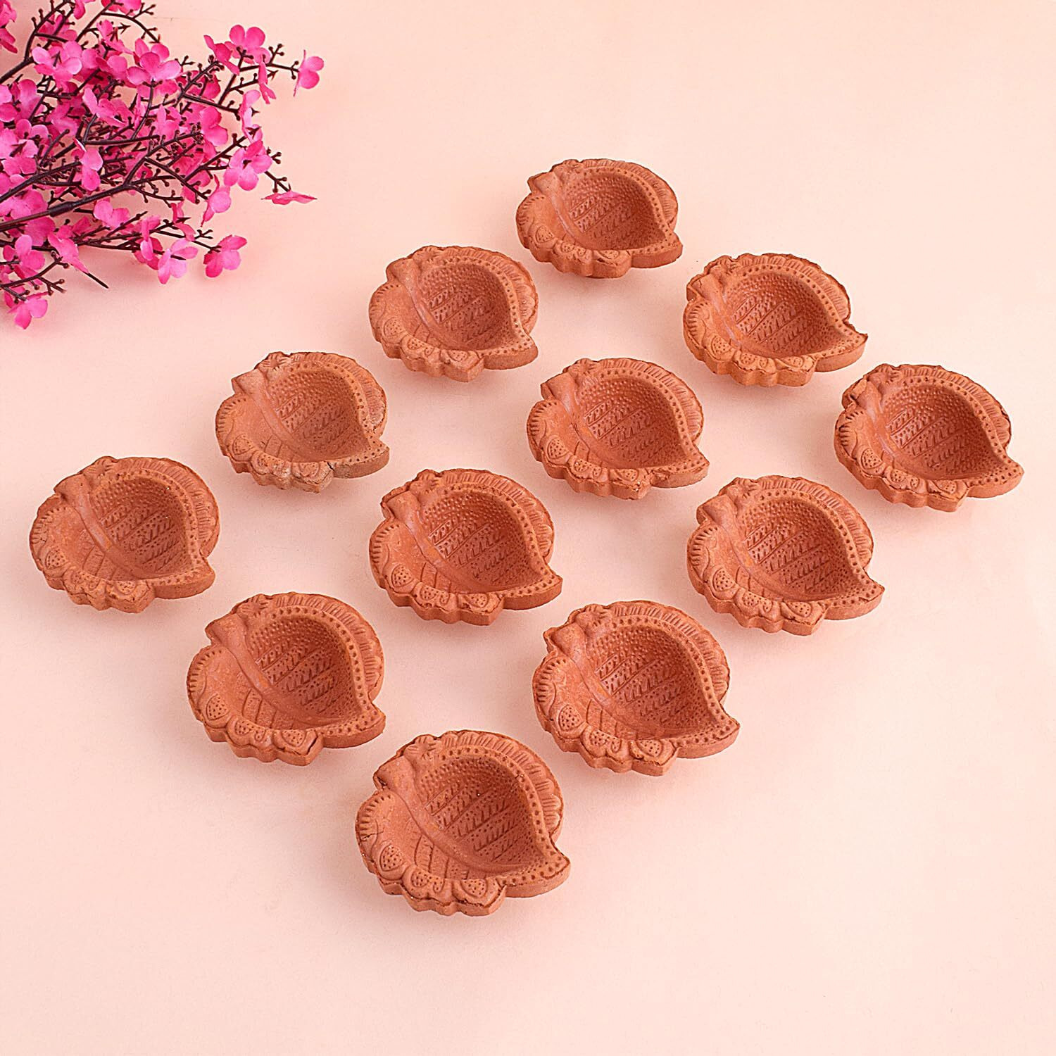 Satvik Set 12 Pc Clay Diya For Diwali Traditional Handmade Terracotta Earthen Vilakku Oil Lamp Diyas Natural Mitti Diya Forfestive Decor And Diwali Celebrations