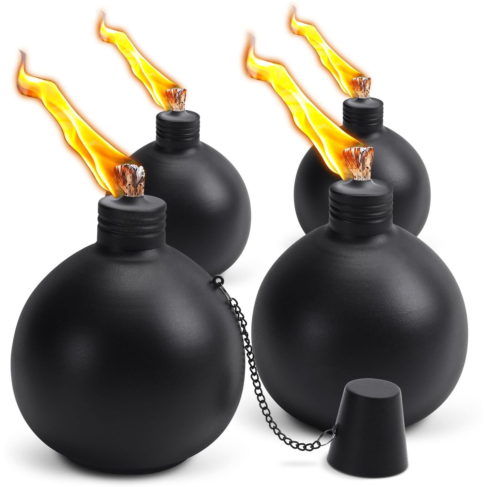 Mqkiwao 4 Pack Citronella Tabletop Torches, 25 Oz Table Top Torches For Outdoor, Metal Oil Burner Candles, Garden Torches With Fiberglass Wick For Yard, Patio, Deck, Garden, Party, Landscape.