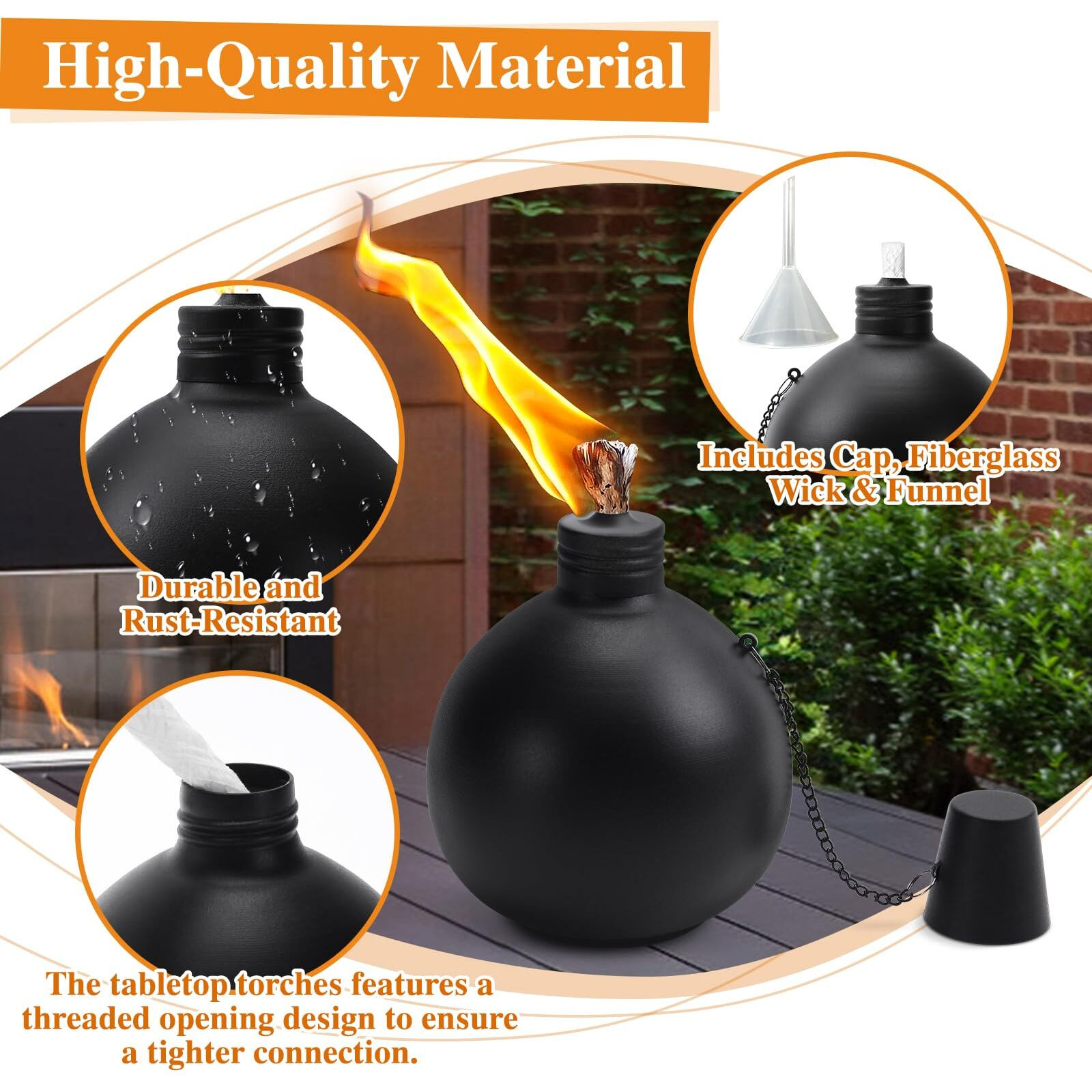 Mqkiwao 4 Pack Citronella Tabletop Torches, 25 Oz Table Top Torches For Outdoor, Metal Oil Burner Candles, Garden Torches With Fiberglass Wick For Yard, Patio, Deck, Garden, Party, Landscape.