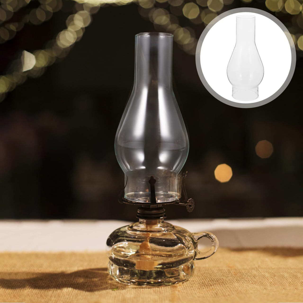 Oil Lamp Chimney, Clear Glass Retro Windproof Shade, Hurricane Lampshade Glass Replacement For Kerosene, Chimney And Antique Oil Lamps, Emergency Lighting, 6.5"" X 3"" Base