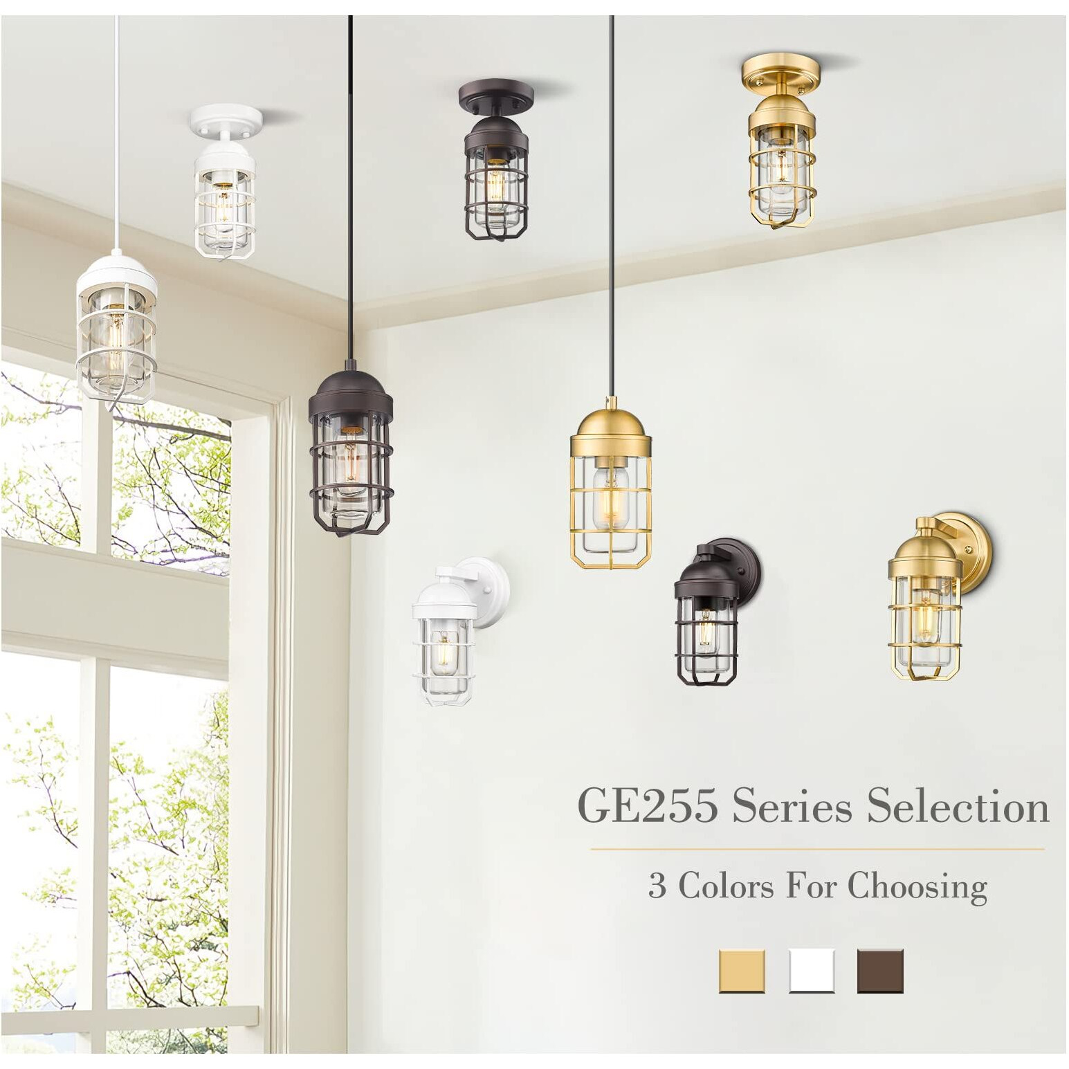 Emliviar Farmhouse Ceiling Light, Vintage Semi Flush Mount Light For Indoor, Security Light With Clear Tempered Glass, Oil Rubbed Bronze Finish, Ge255F Orb