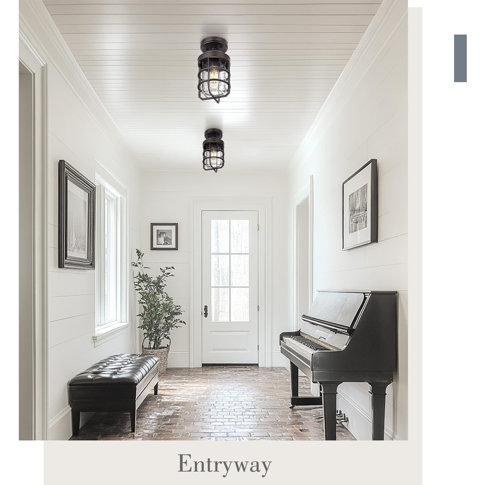 Emliviar Oil Rubbed Bronze Finish 11.1"" Semi Flush Light Fixture For Indoor, Farmhouse Semi Flush Mount Ceiling Light With Clear Tempered Glass Shade, Ge255Lf Orb