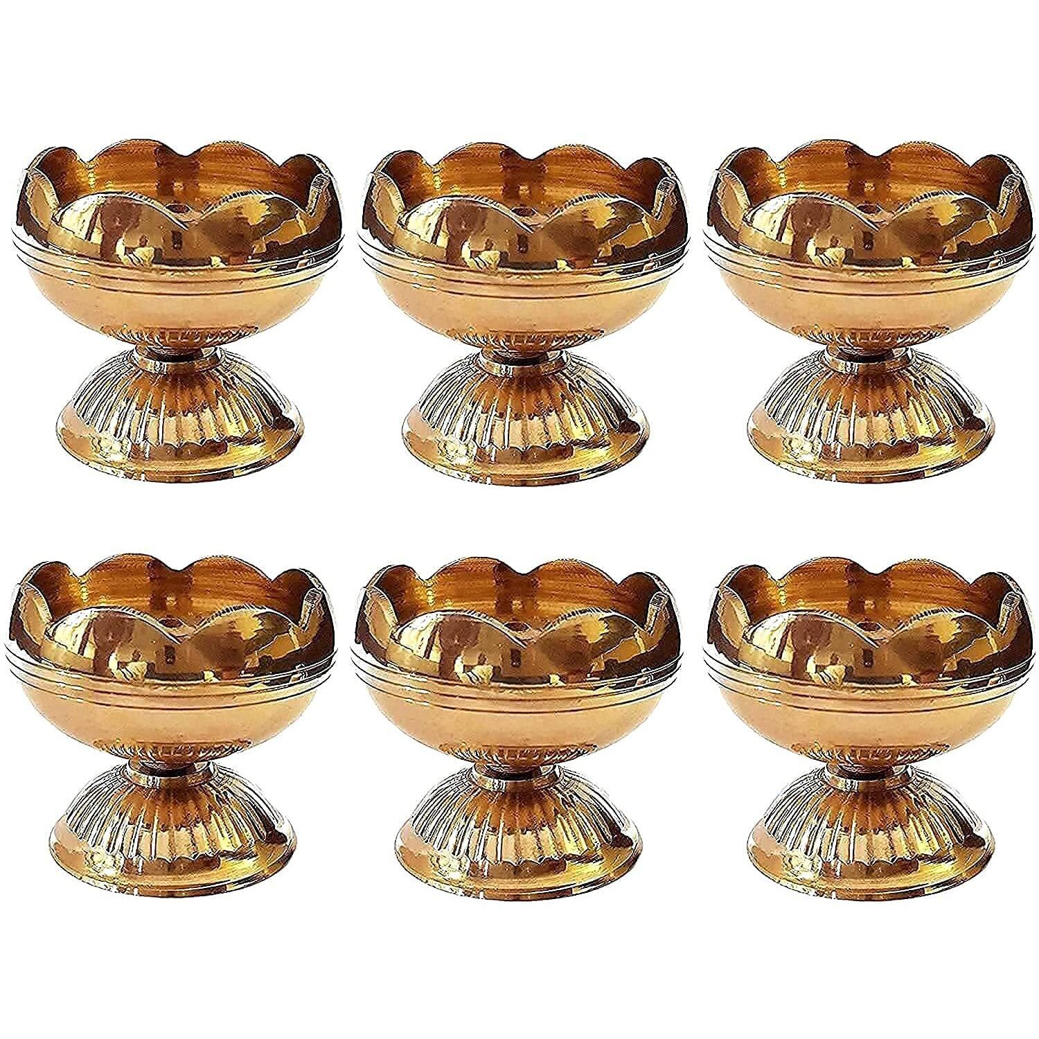 Craftsman Pure Virgin Brass Diwali Puja Jyoti Diya Indian Pooja Oil Lamp Dia Deepawali Diya/Oil Lamp/Candle Tea Light Holder/Diwali Decoration. Indian Gift Items (Pack Of 2)