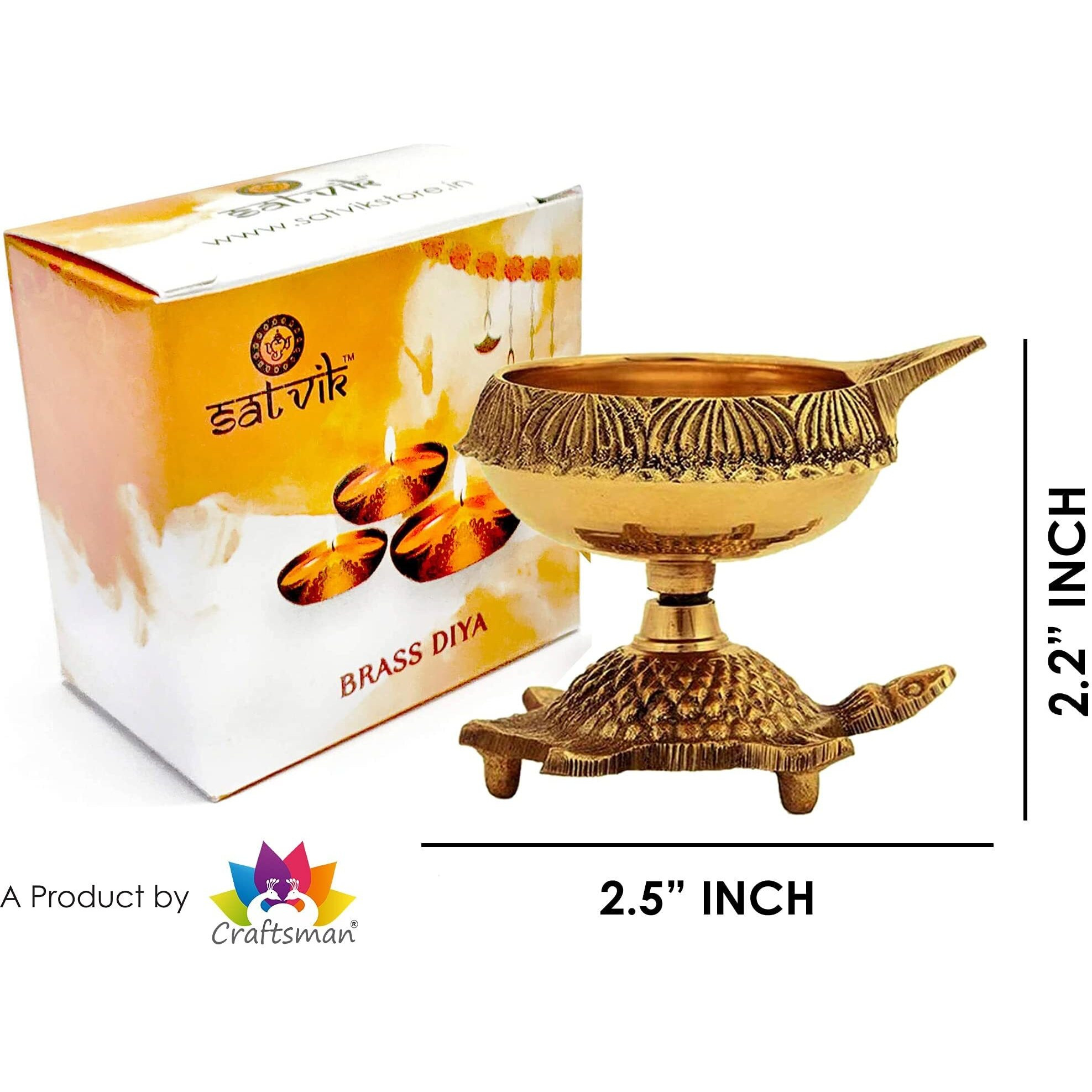 Satvik 2 Pc Pure Brass Turtle Diya - Traditional Oil Lamp For Diwali D  Cor | Durable & Elegant Design (Pack Of 2)