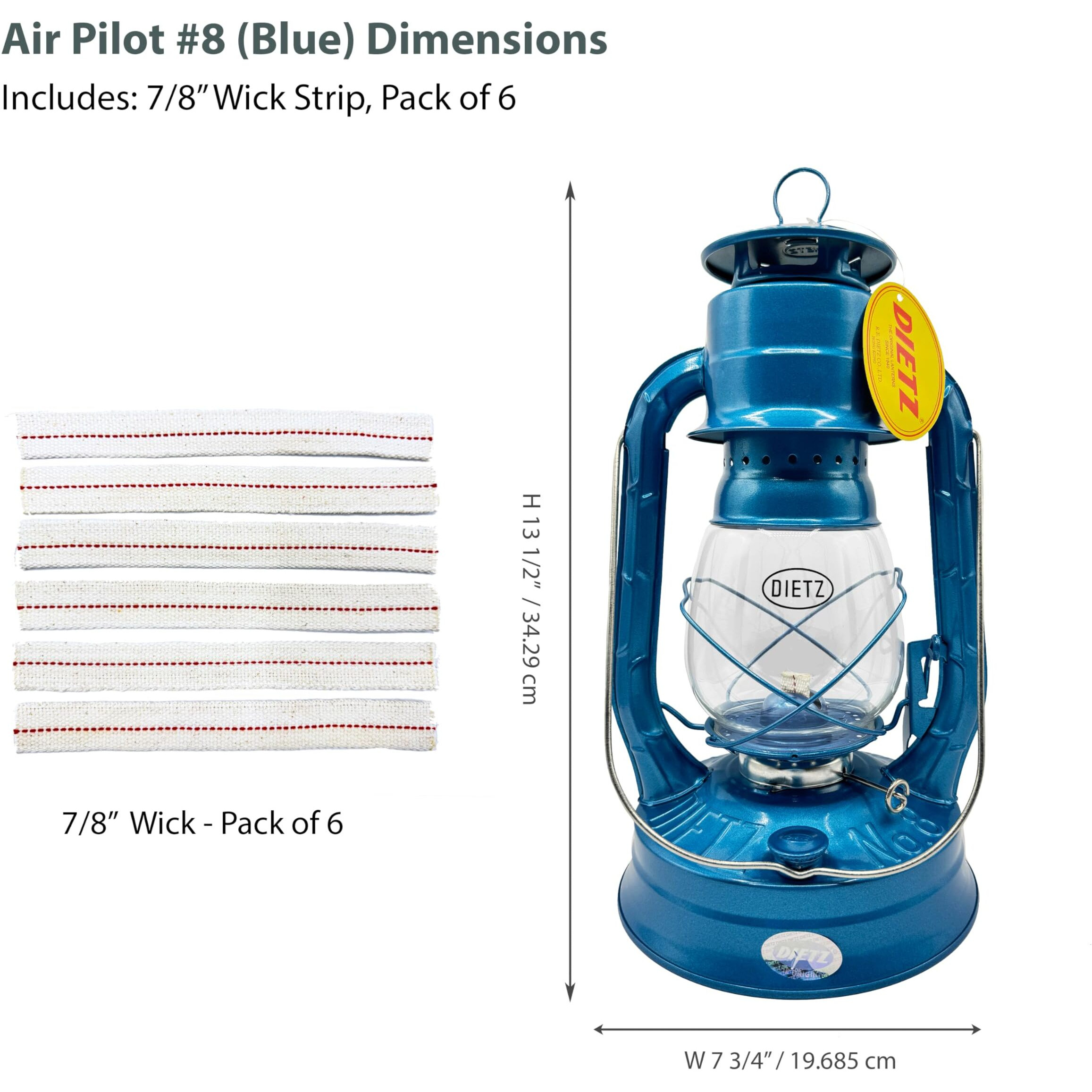 Light Of Mine - Dietz 08 Air Pilot Blue Oil Lantern With 7/8"" Replacement Wick Strips (Blue)
