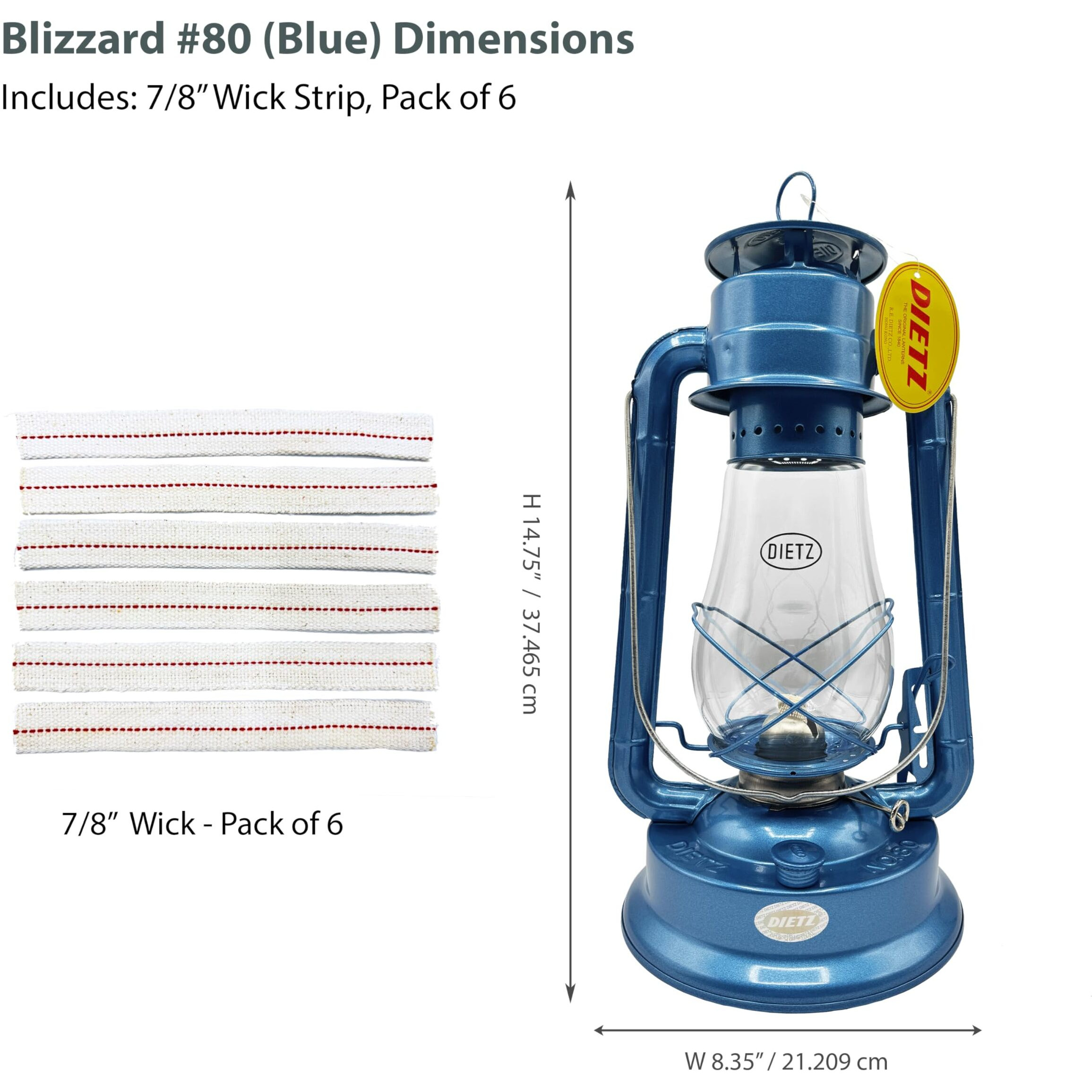 Light Of Mine - Dietz 80 Blizzard Oil Lantern With 7/8"" Replacement Wick Strips (Blue)
