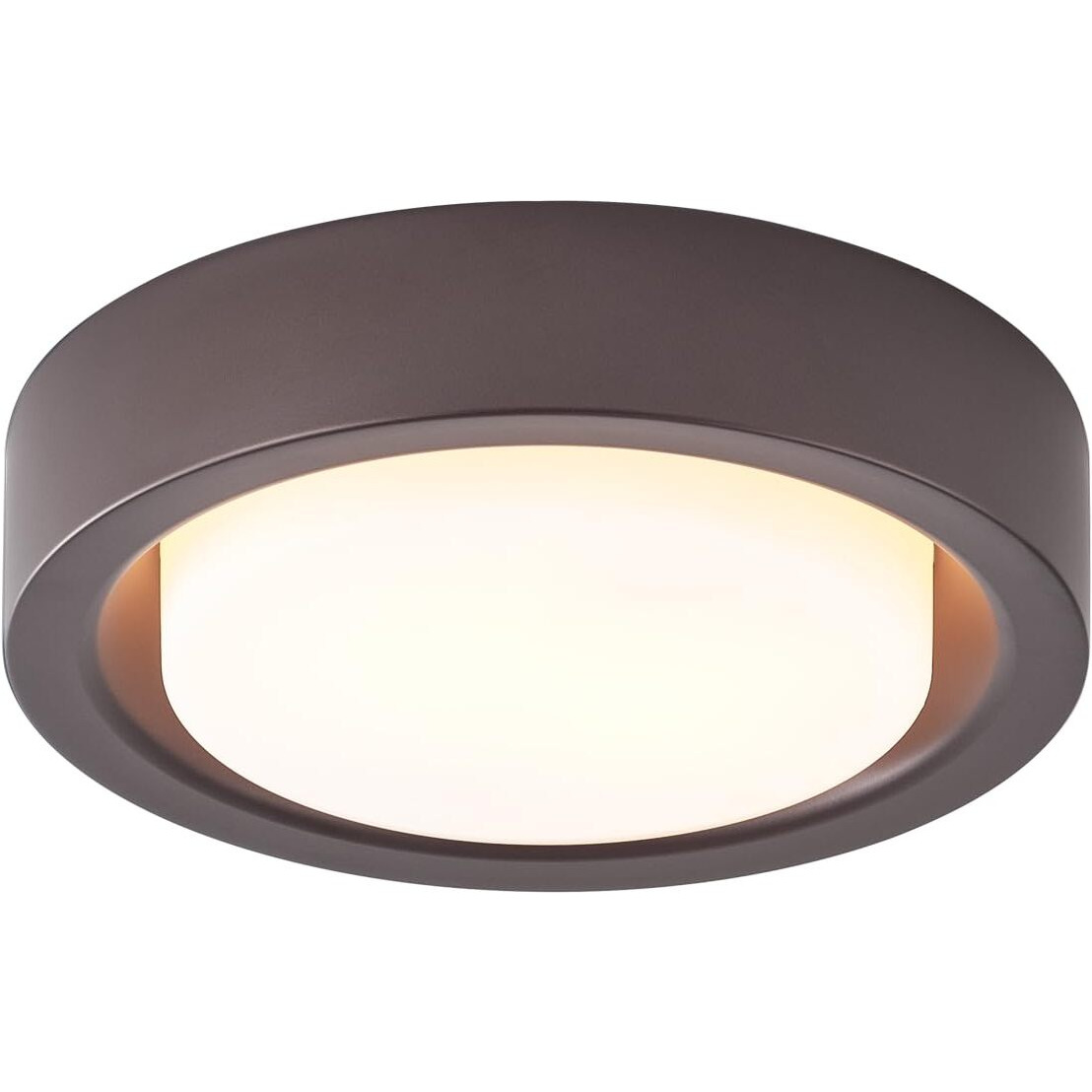 13 Inch Flush Mount Ceiling Light,Oil Rubbed Bronze Finish Plate With Frosted Glass Shade,Round Ceiling Lighting Fixture For Hallway Bedroom Closet Livingroom Kitchen Stairwell (Oil Rubbed Bronze)