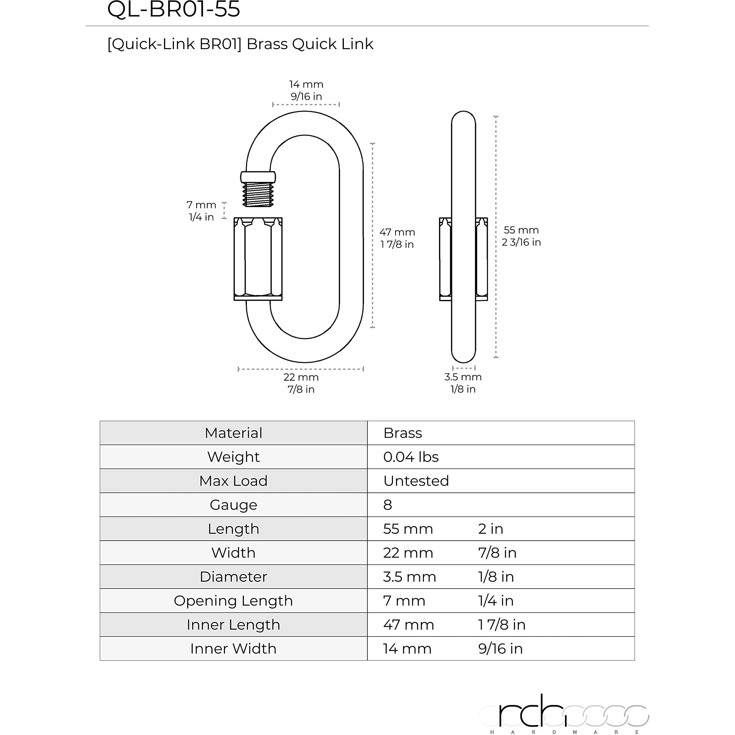 Rch Hardware Ql-Br01-55 Brass Quicklink, 8 Gauge, Oil Bronzed Black (2 Pack)
