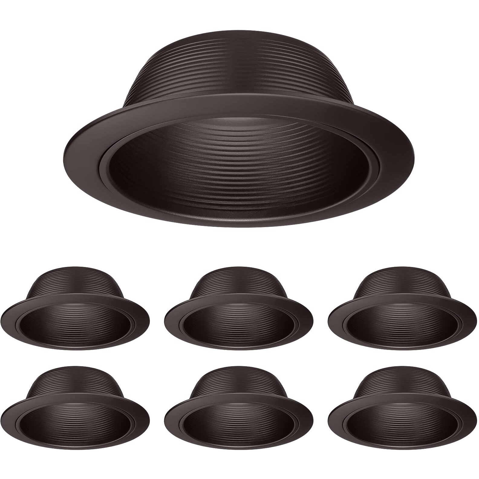 Torchstar 6 Inch Recessed Can Light Trim Rosewood Decor, Step Baffle With Detachable Ring, Full Metal, Fit Halo/Juno Remodel Recessed Housing, Oil Rubbed Bronze, Pack Of 6