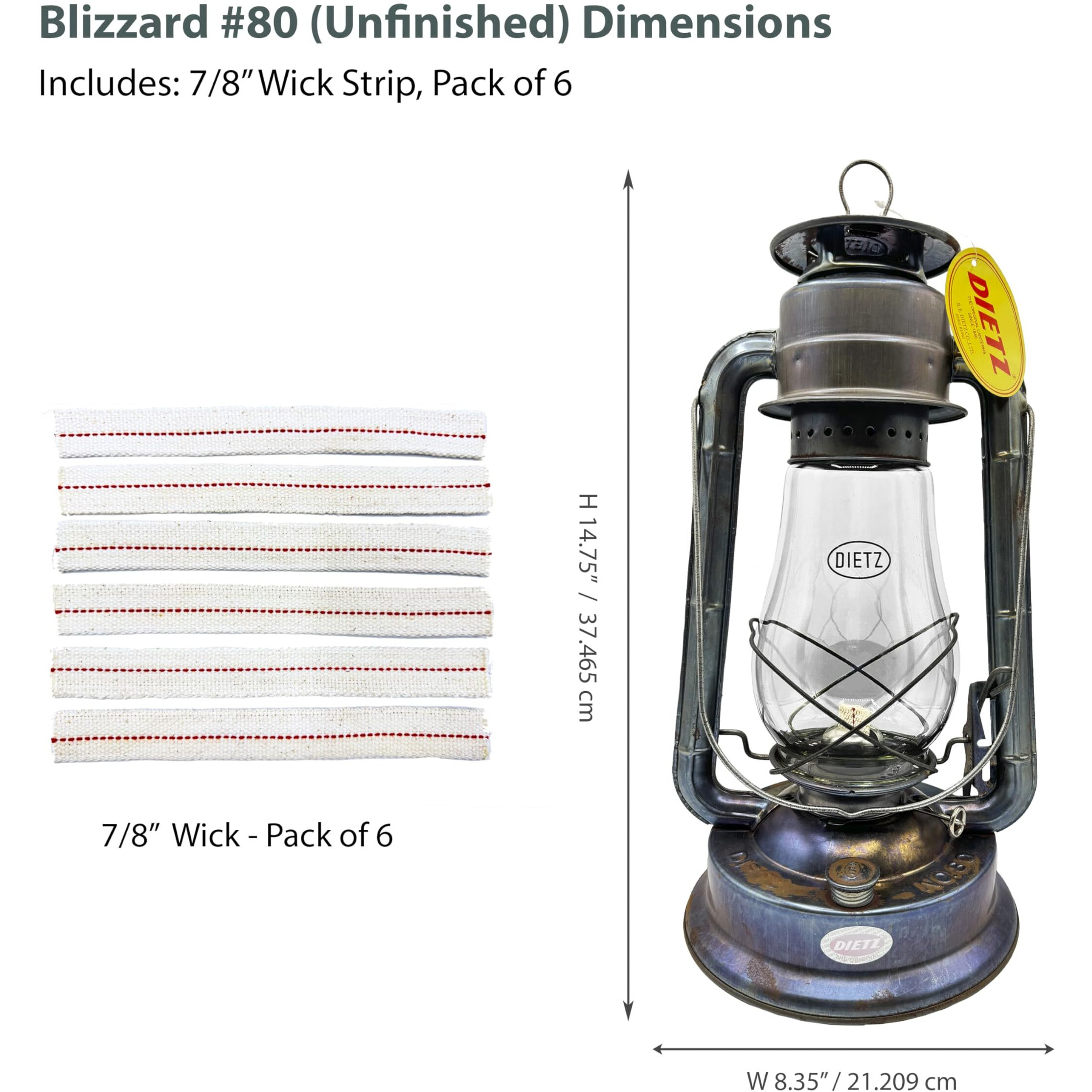 Light Of Mine - Dietz 80 Blizzard Oil Lantern With 7/8"" Replacement Wick Strips (Unfinished)