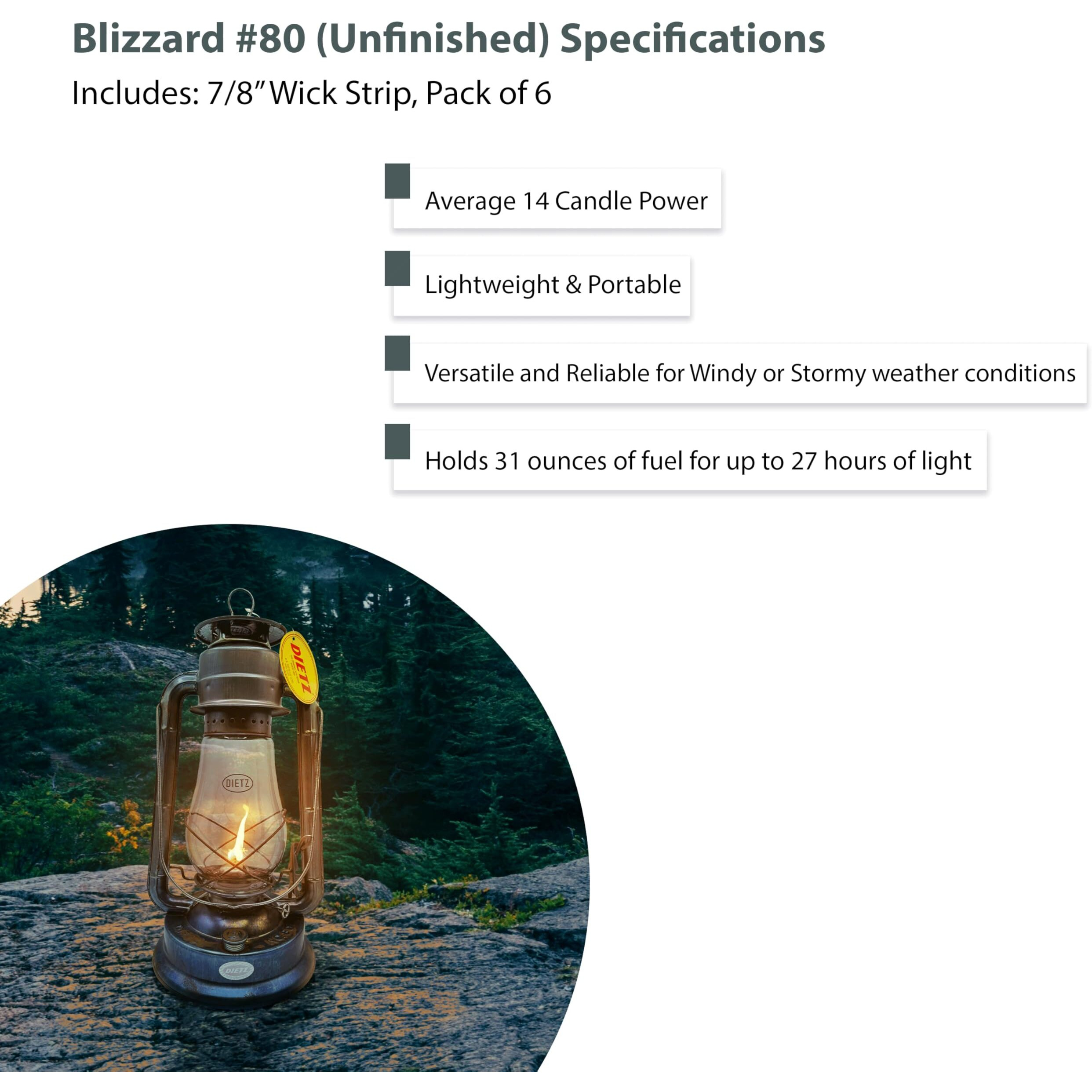 Light Of Mine - Dietz 80 Blizzard Oil Lantern With 7/8"" Replacement Wick Strips (Unfinished)